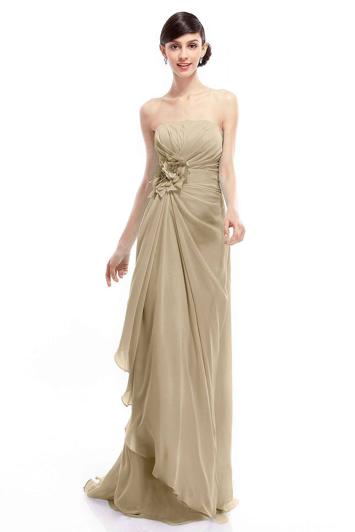 Sheath Sweep Train Chiffon Bridesmaid Dresses COLT1400B - COCOMELODY