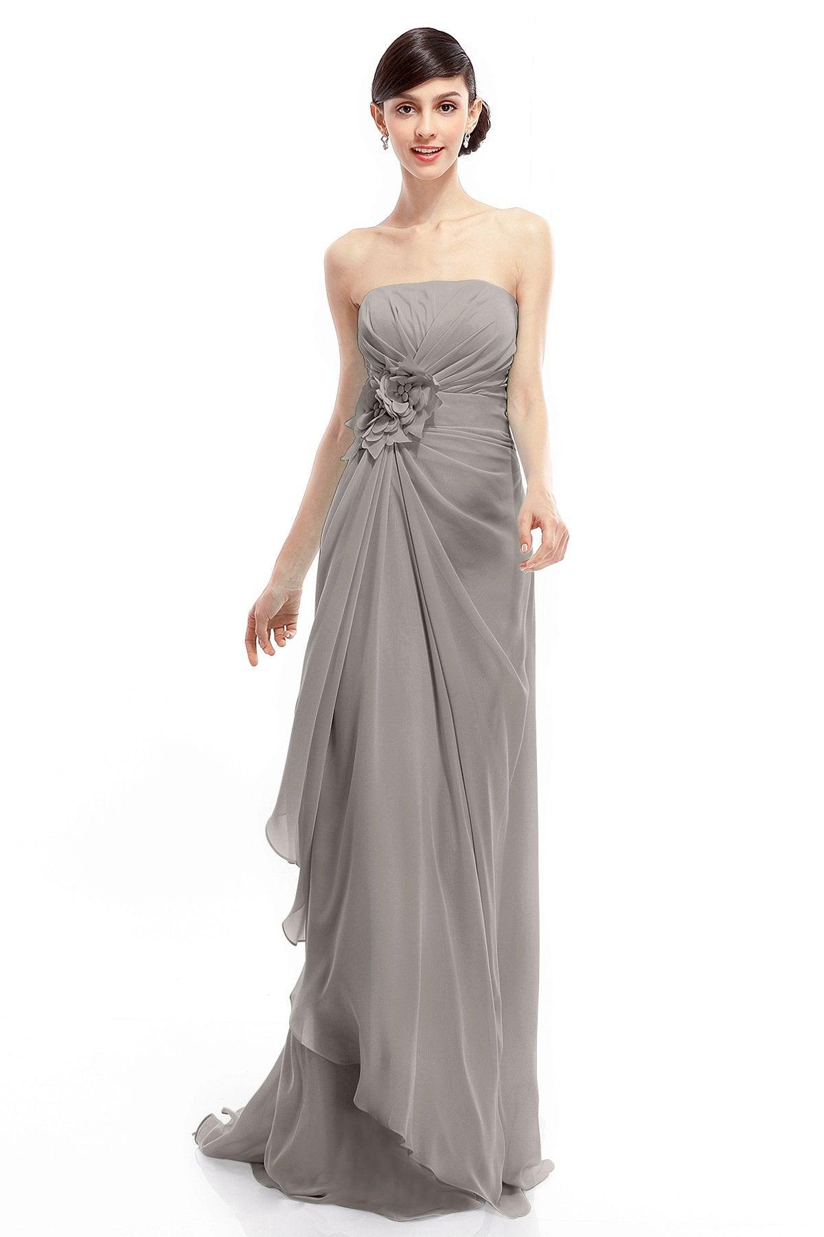 Sheath Sweep Train Chiffon Bridesmaid Dresses COLT1400B - COCOMELODY