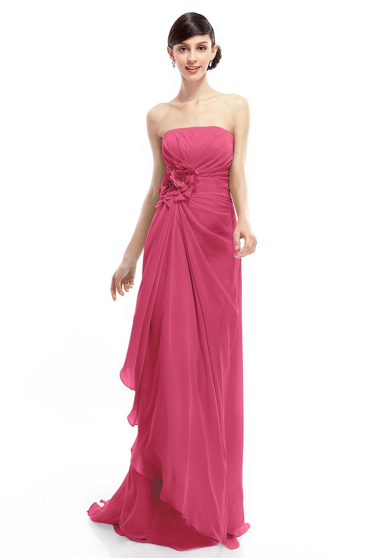 Sheath Sweep Train Chiffon Bridesmaid Dresses COLT1400B - COCOMELODY
