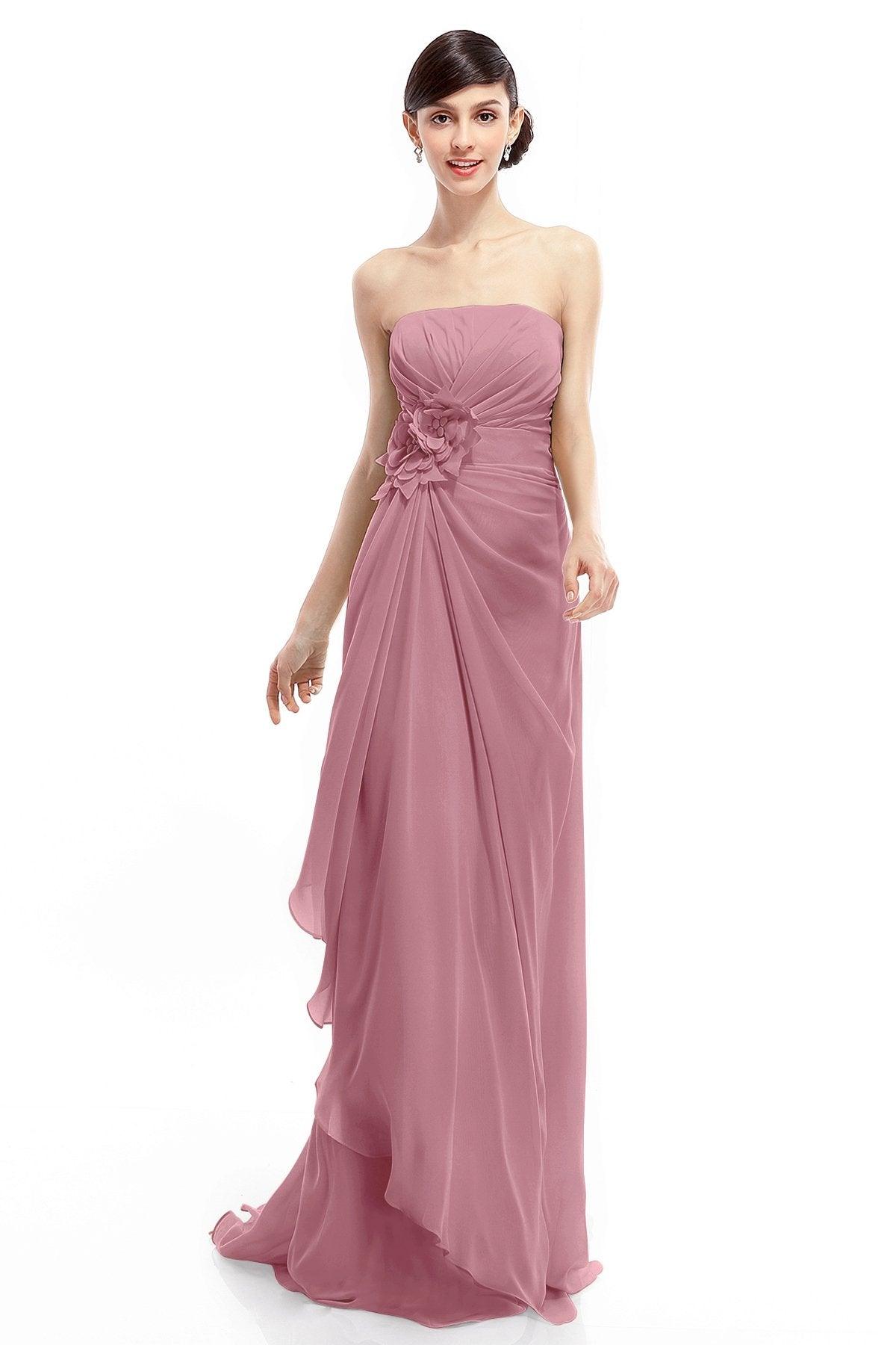 Sheath Sweep Train Chiffon Bridesmaid Dresses COLT1400B - COCOMELODY