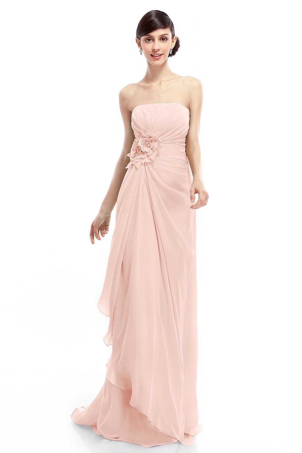 Sheath Sweep Train Chiffon Bridesmaid Dresses COLT1400B - COCOMELODY