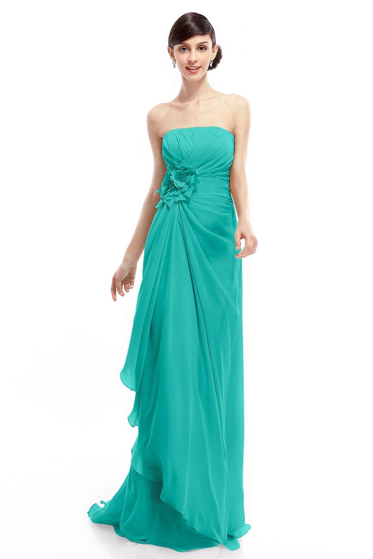 Sheath Sweep Train Chiffon Bridesmaid Dresses COLT1400B - COCOMELODY