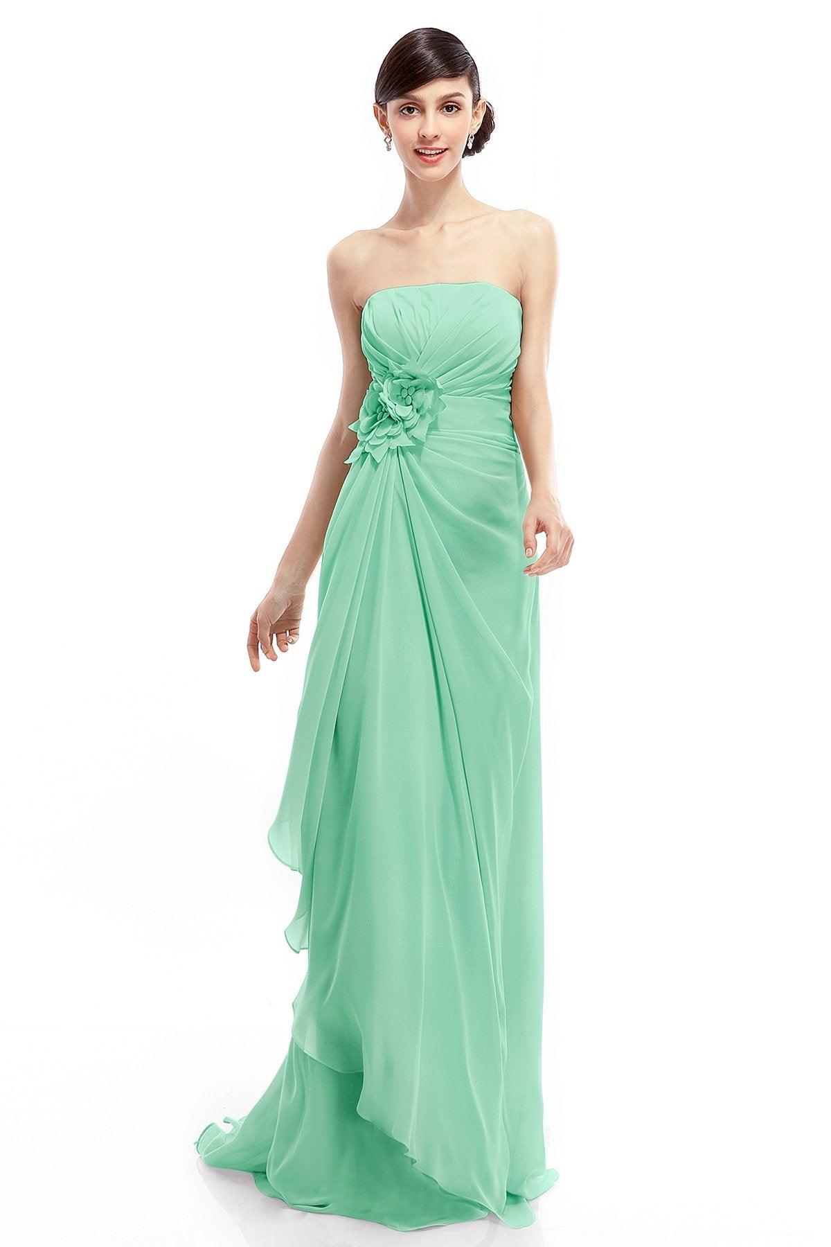 Sheath Sweep Train Chiffon Bridesmaid Dresses COLT1400B - COCOMELODY