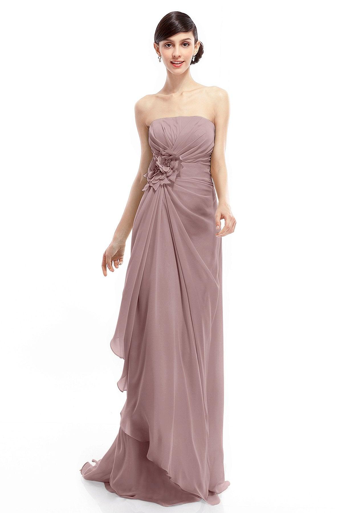 Sheath Sweep Train Chiffon Bridesmaid Dresses COLT1400B - COCOMELODY