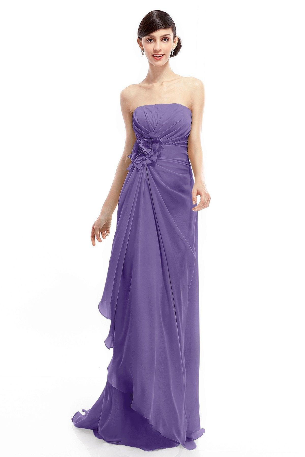 Sheath Sweep Train Chiffon Bridesmaid Dresses COLT1400B - COCOMELODY