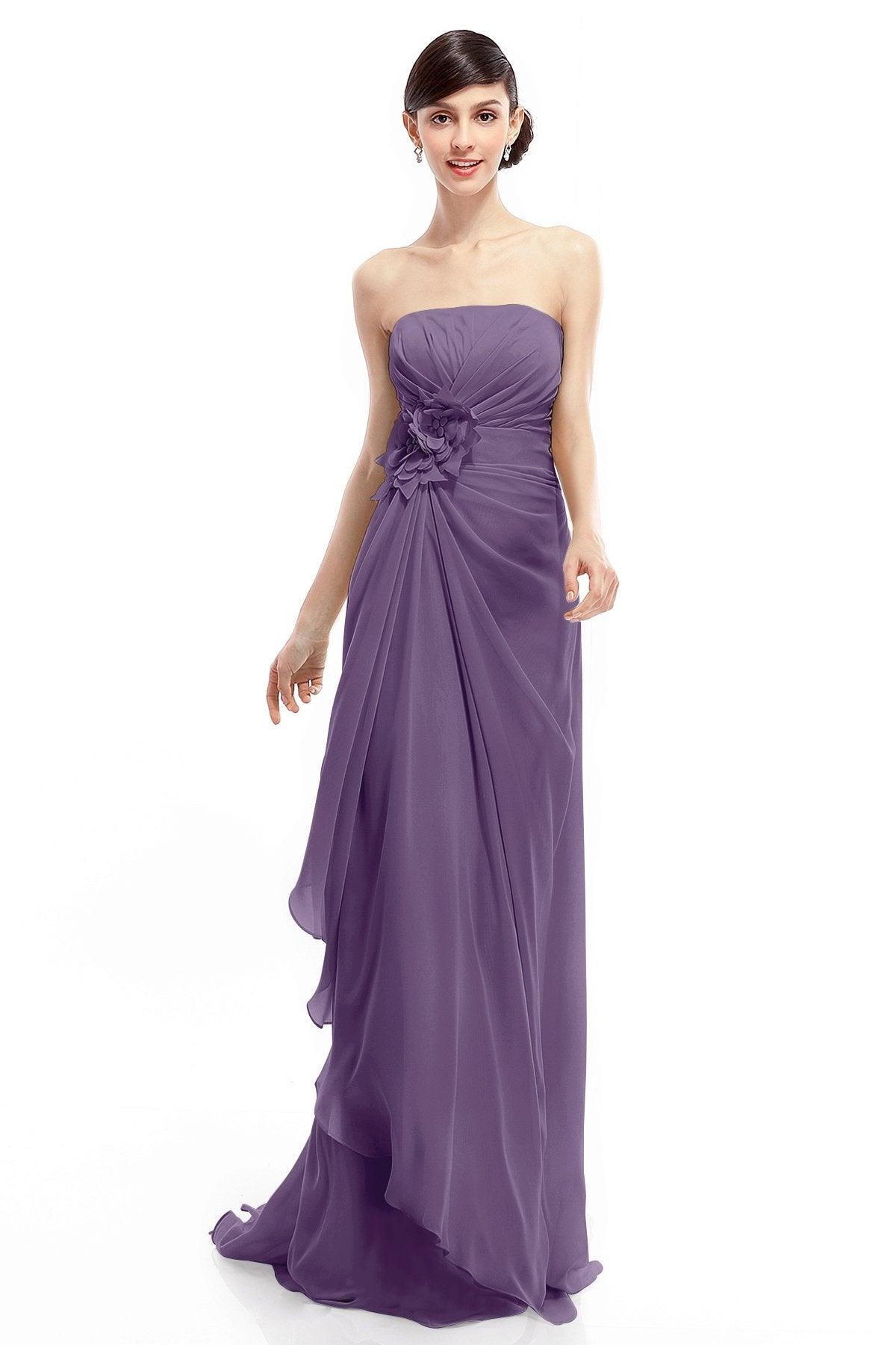 Sheath Sweep Train Chiffon Bridesmaid Dresses COLT1400B - COCOMELODY