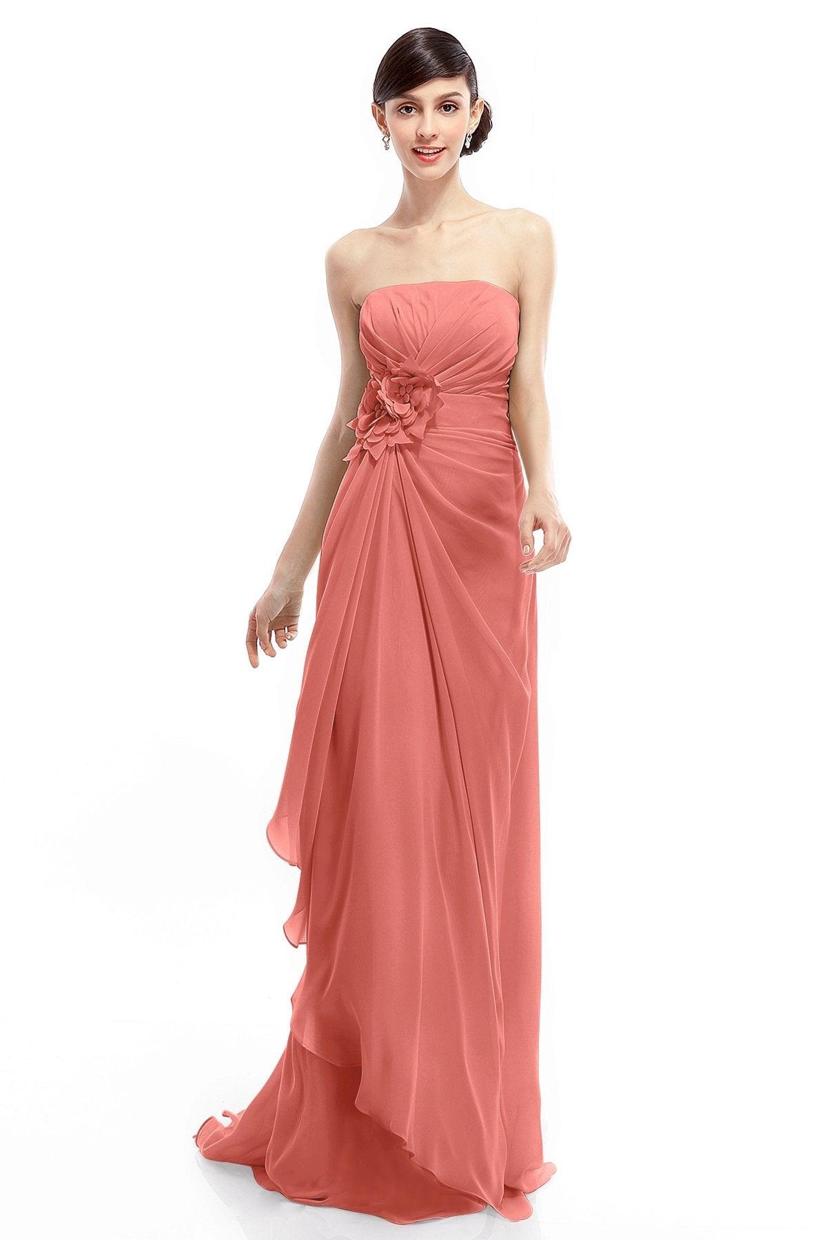 Sheath Sweep Train Chiffon Bridesmaid Dresses COLT1400B - COCOMELODY
