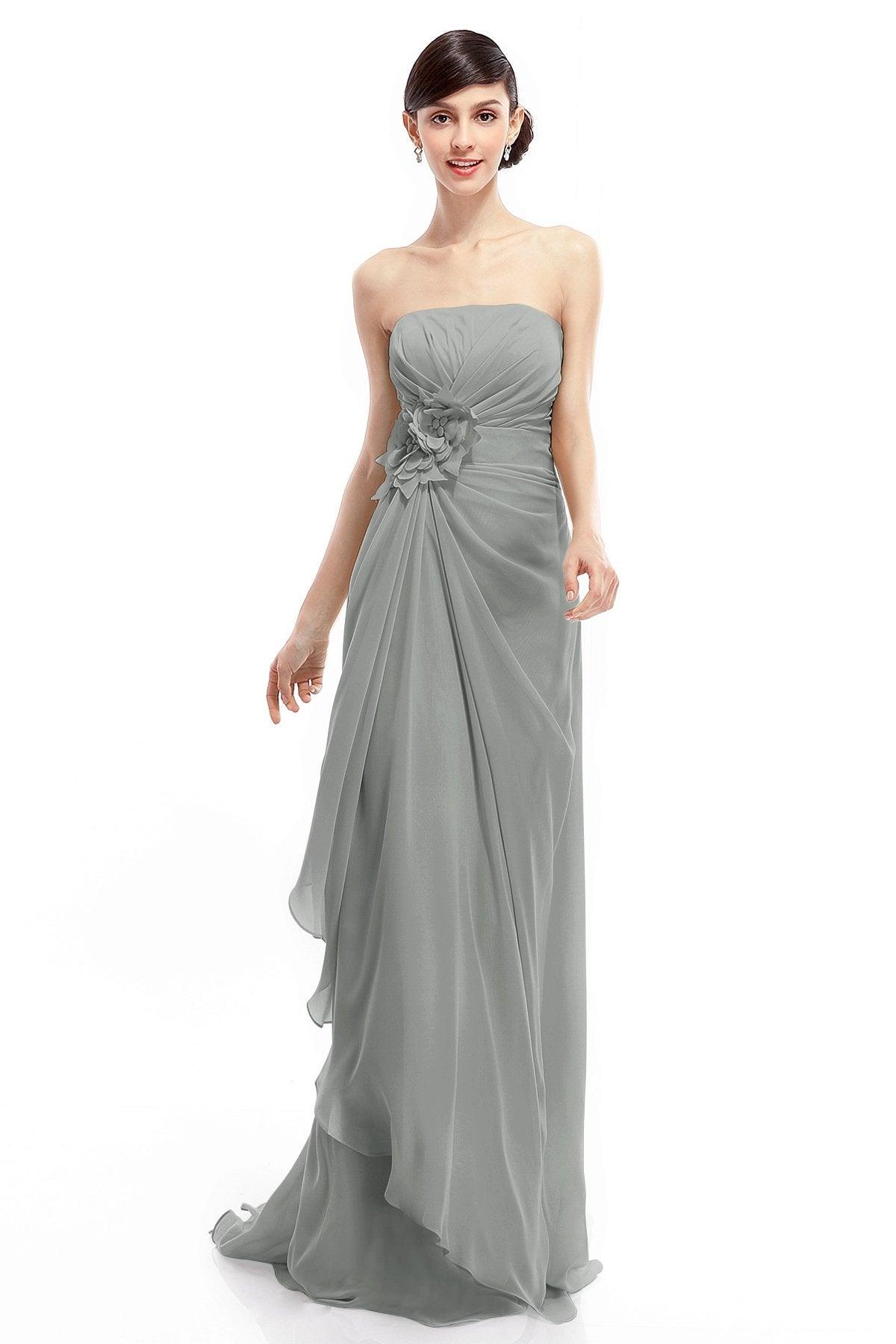 Sheath Sweep Train Chiffon Bridesmaid Dresses COLT1400B - COCOMELODY