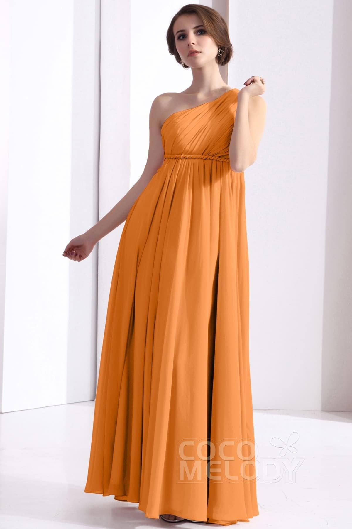 Sheath Floor Length Chiffon Bridesmaid Dress COSF1300D - COCOMELODY