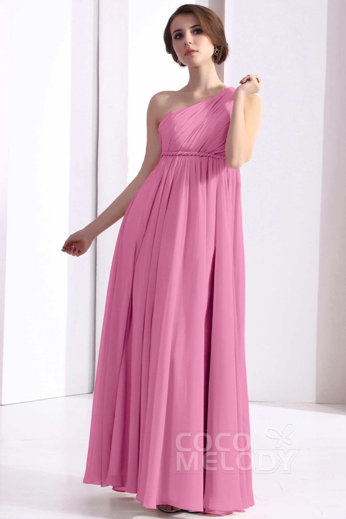 Sheath Floor Length Chiffon Bridesmaid Dress COSF1300D - COCOMELODY