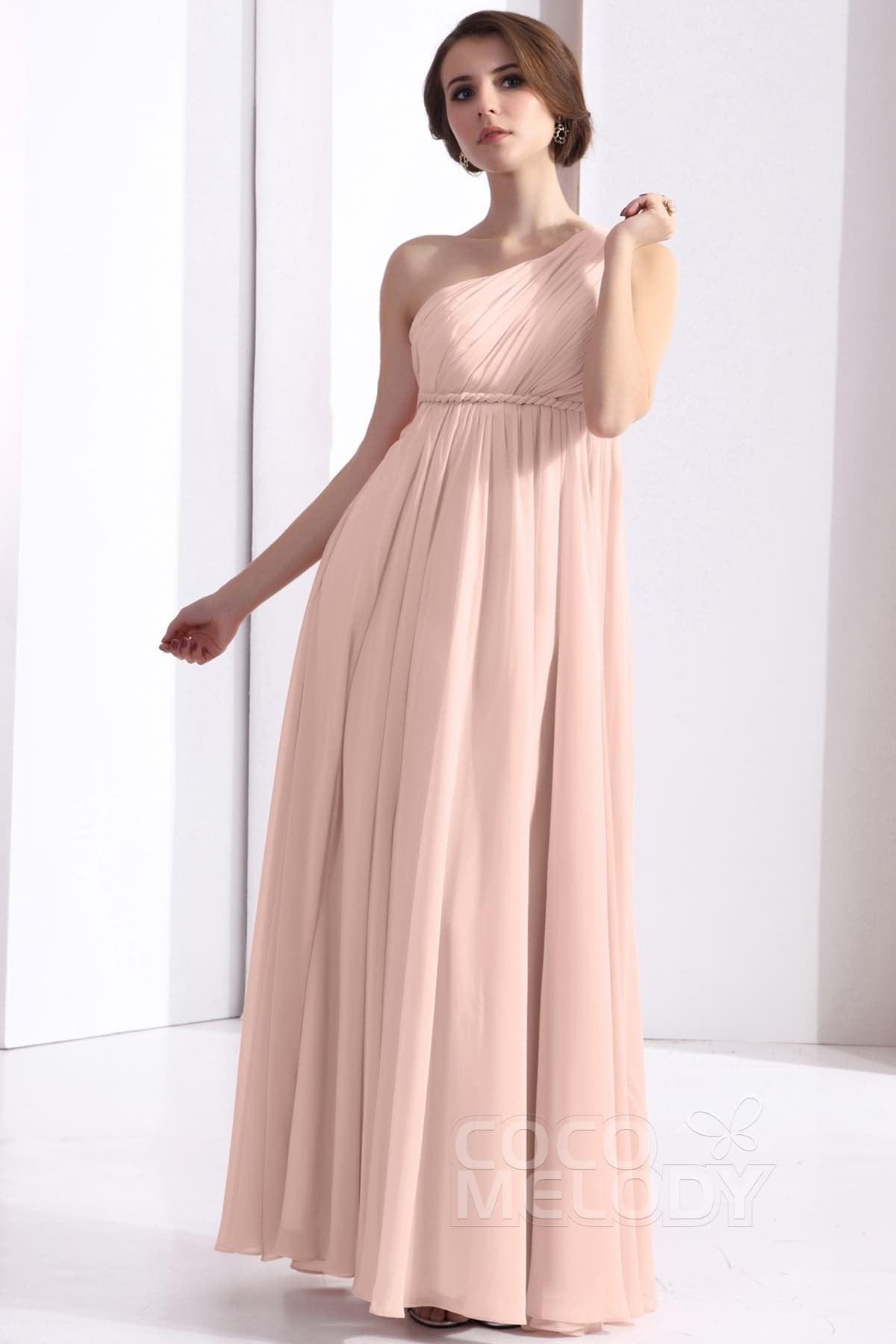 Sheath Floor Length Chiffon Bridesmaid Dress COSF1300D - COCOMELODY