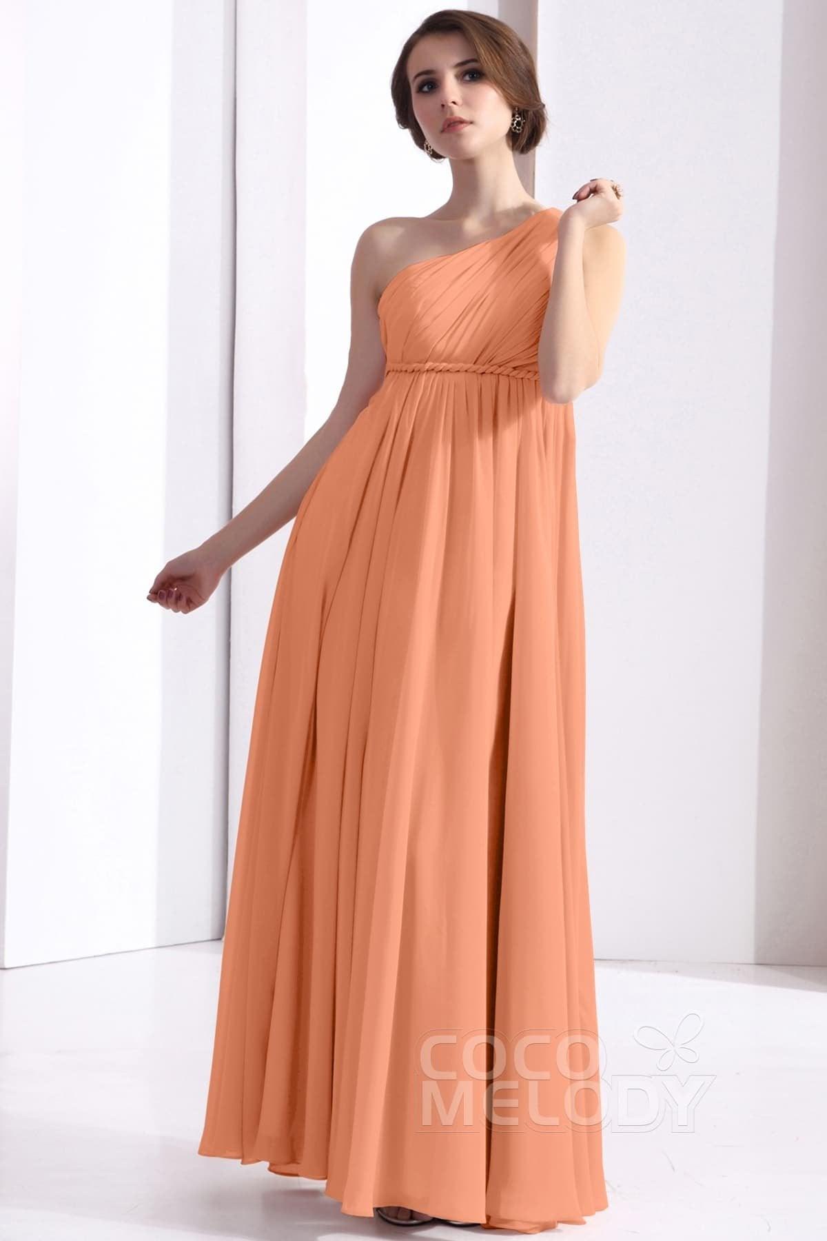 Sheath Floor Length Chiffon Bridesmaid Dress COSF1300D - COCOMELODY
