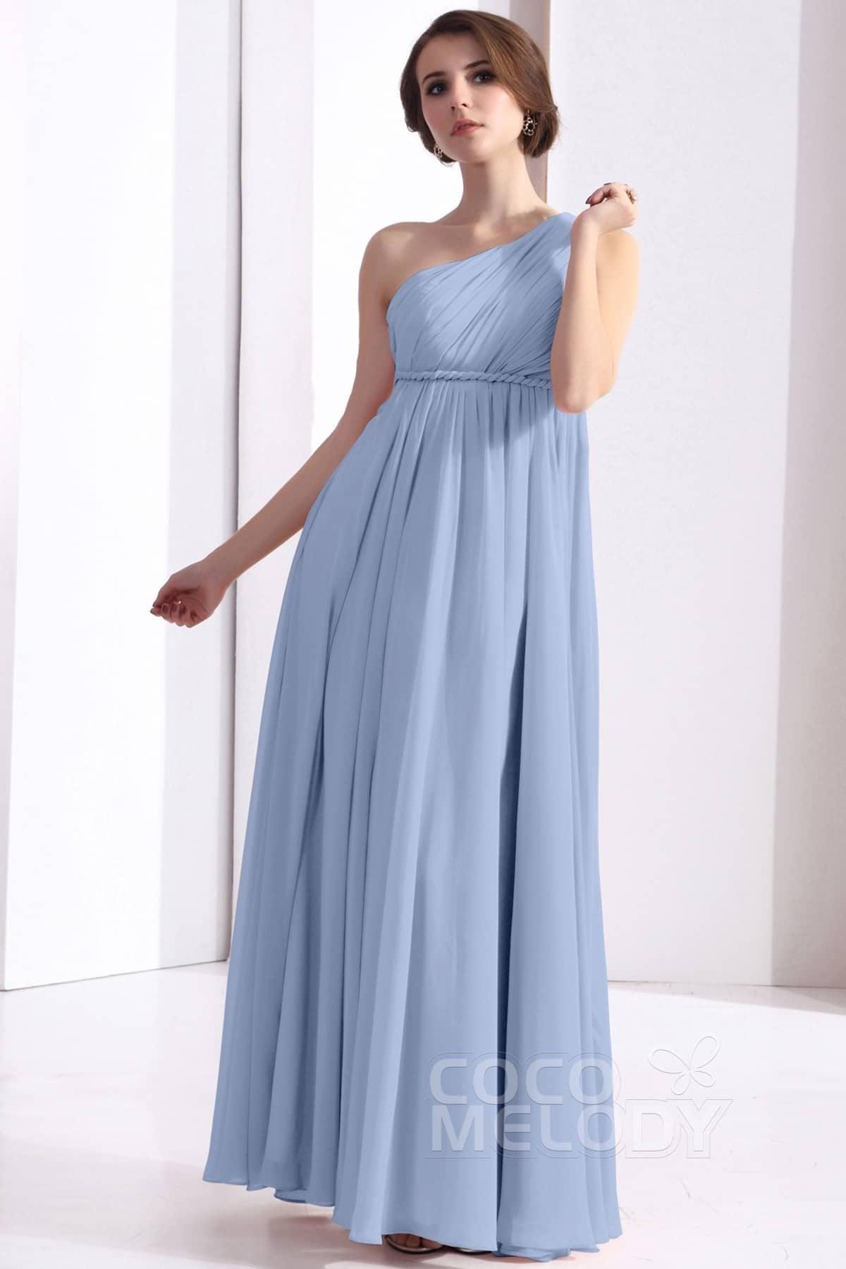 Sheath Floor Length Chiffon Bridesmaid Dress COSF1300D - COCOMELODY