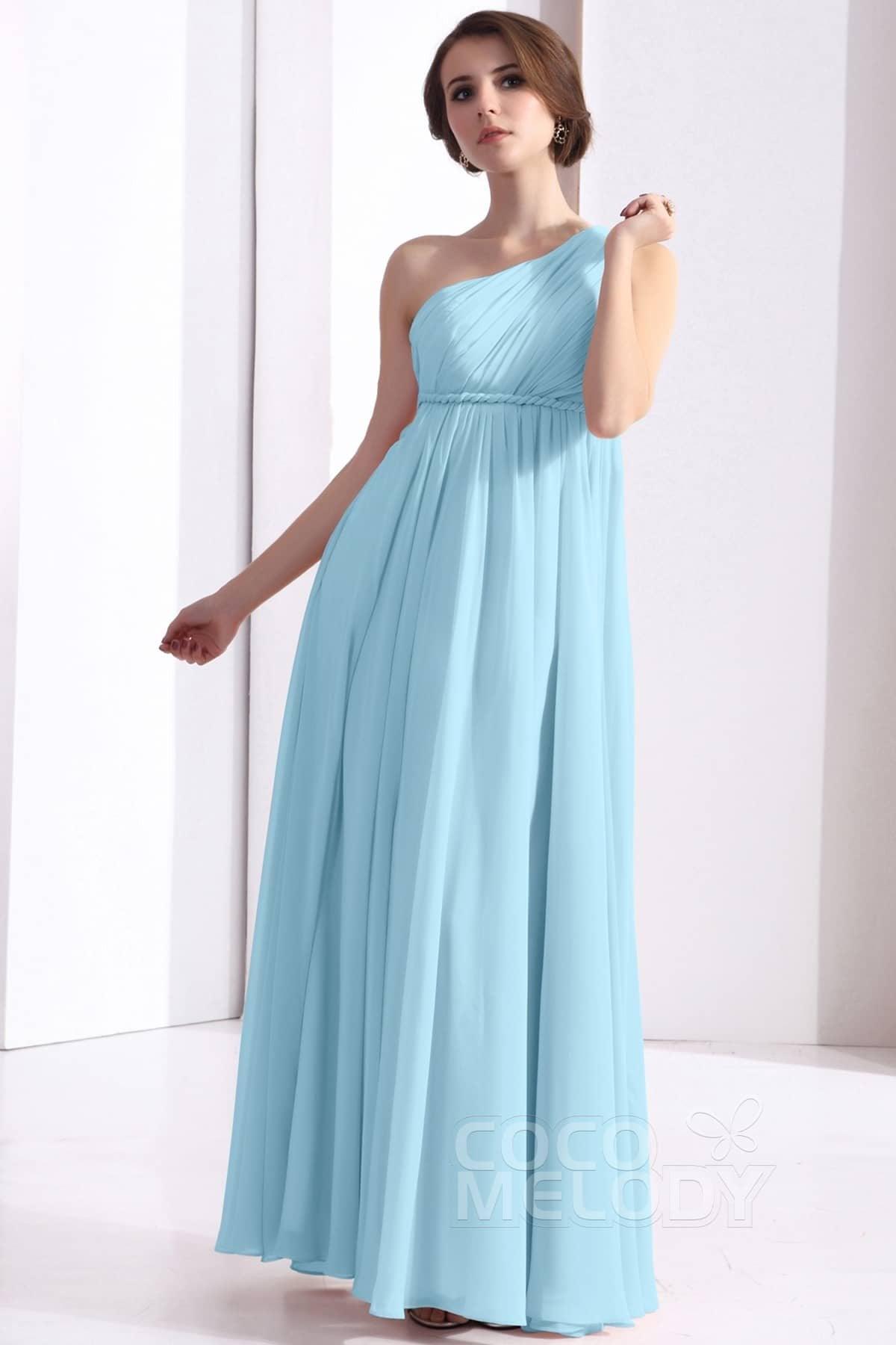 Sheath Floor Length Chiffon Bridesmaid Dress COSF1300D - COCOMELODY