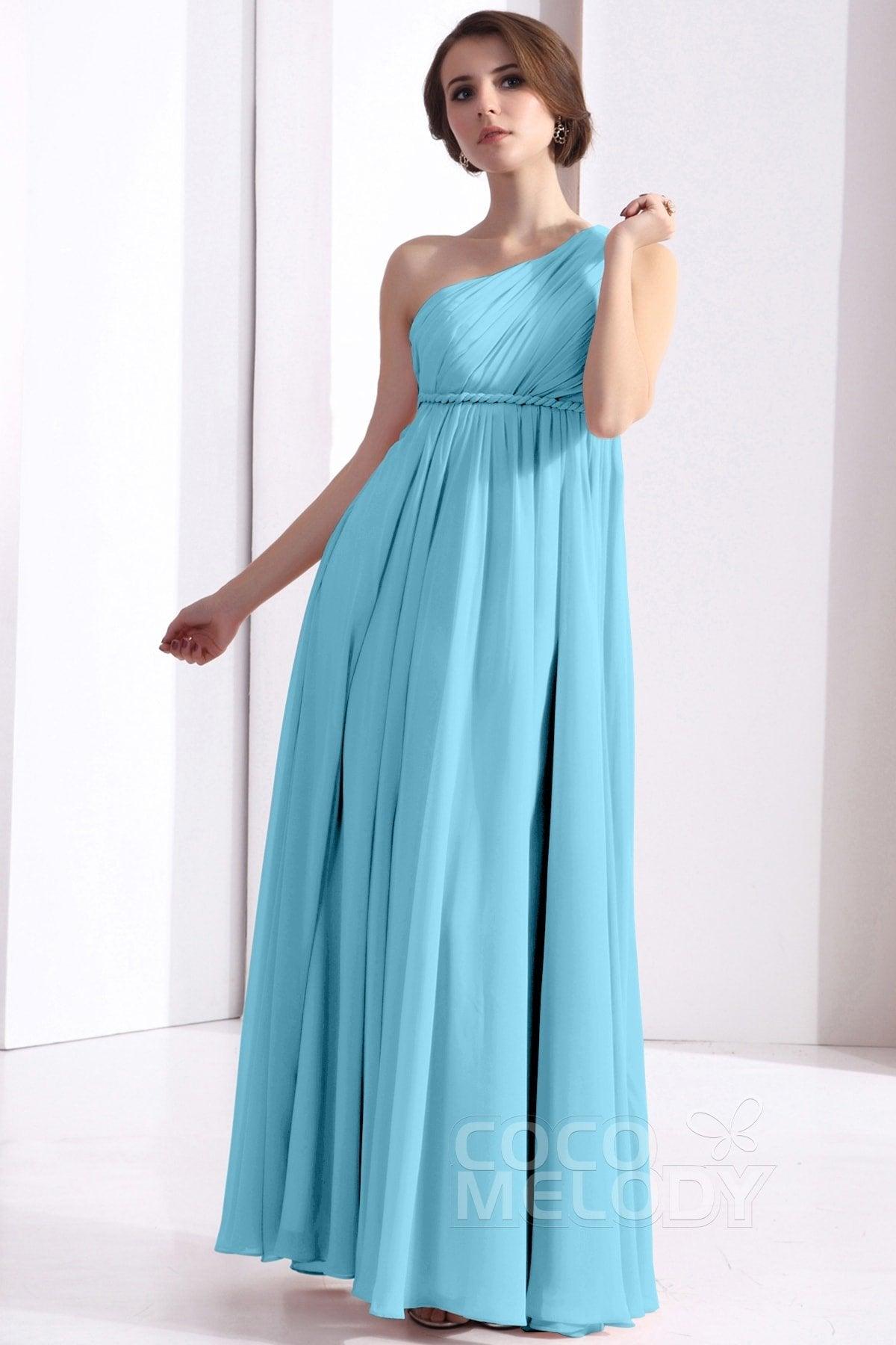 Sheath Floor Length Chiffon Bridesmaid Dress COSF1300D - COCOMELODY