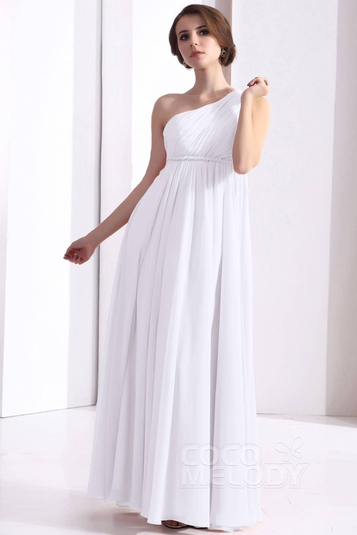 Sheath Floor Length Chiffon Bridesmaid Dress COSF1300D - COCOMELODY