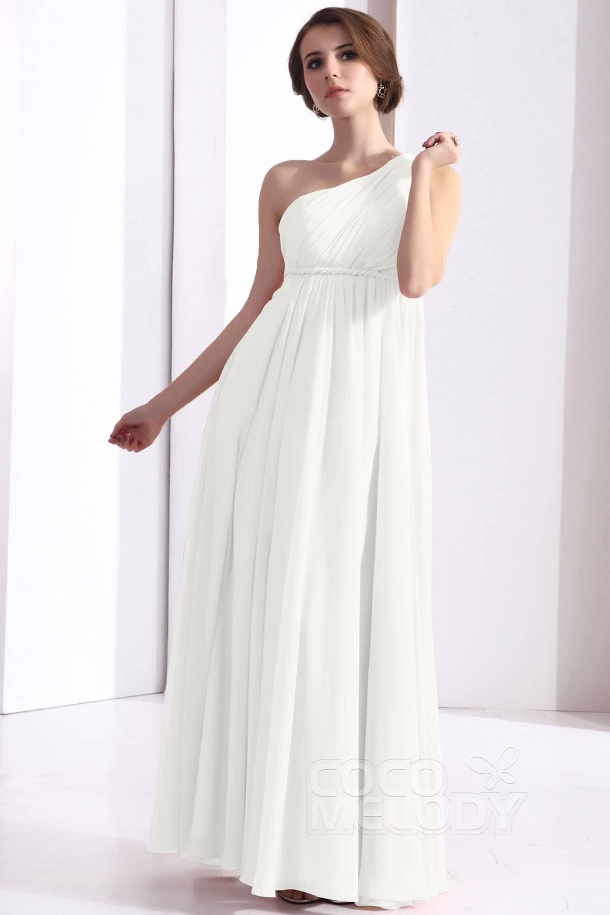 Sheath Floor Length Chiffon Bridesmaid Dress COSF1300D - COCOMELODY