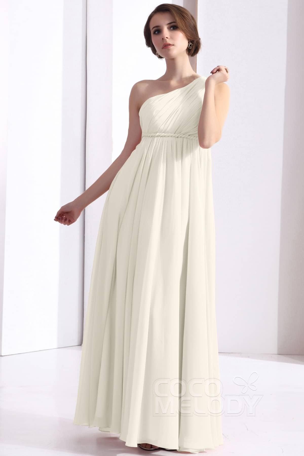 Sheath Floor Length Chiffon Bridesmaid Dress COSF1300D - COCOMELODY