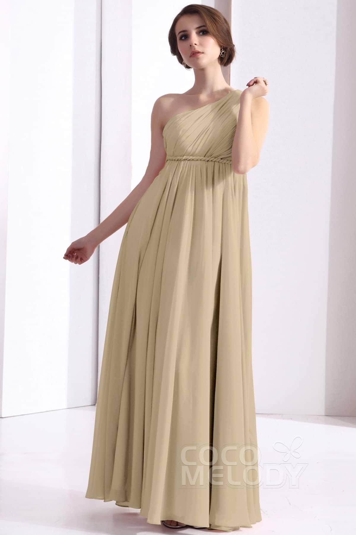 Sheath Floor Length Chiffon Bridesmaid Dress COSF1300D - COCOMELODY