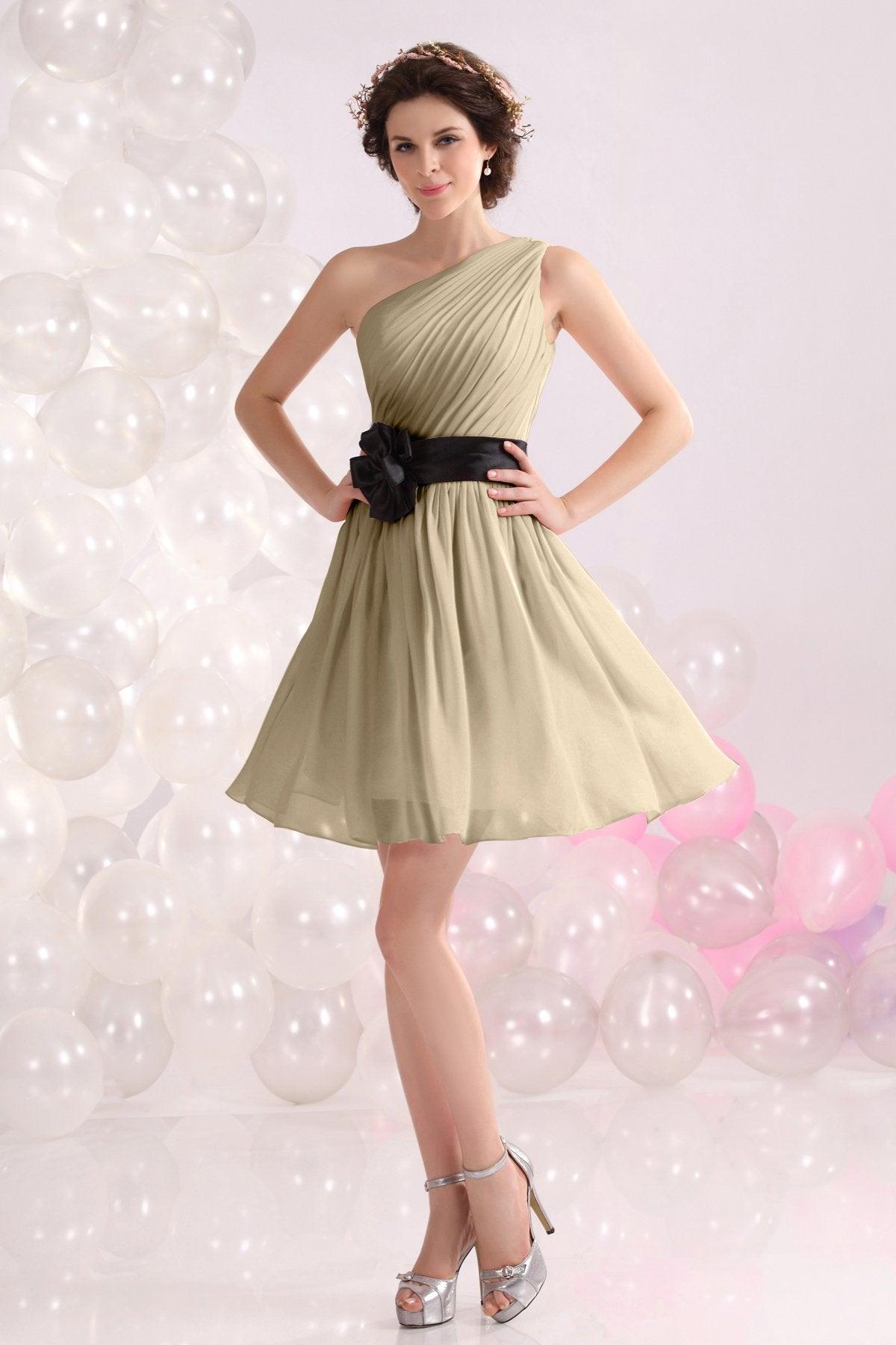 A-Line Short-Mini Chiffon Bridesmaids Dress COZB1301C - COCOMELODY