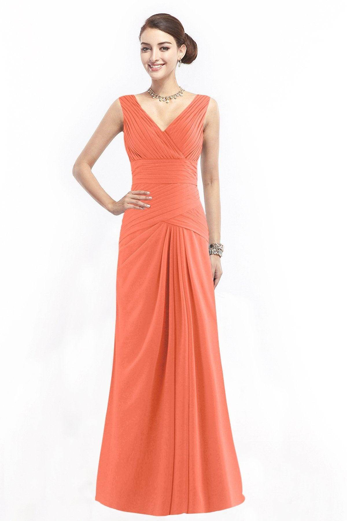 Sheath Floor Length Chiffon Bridesmaid Dress COZF1401E - COCOMELODY