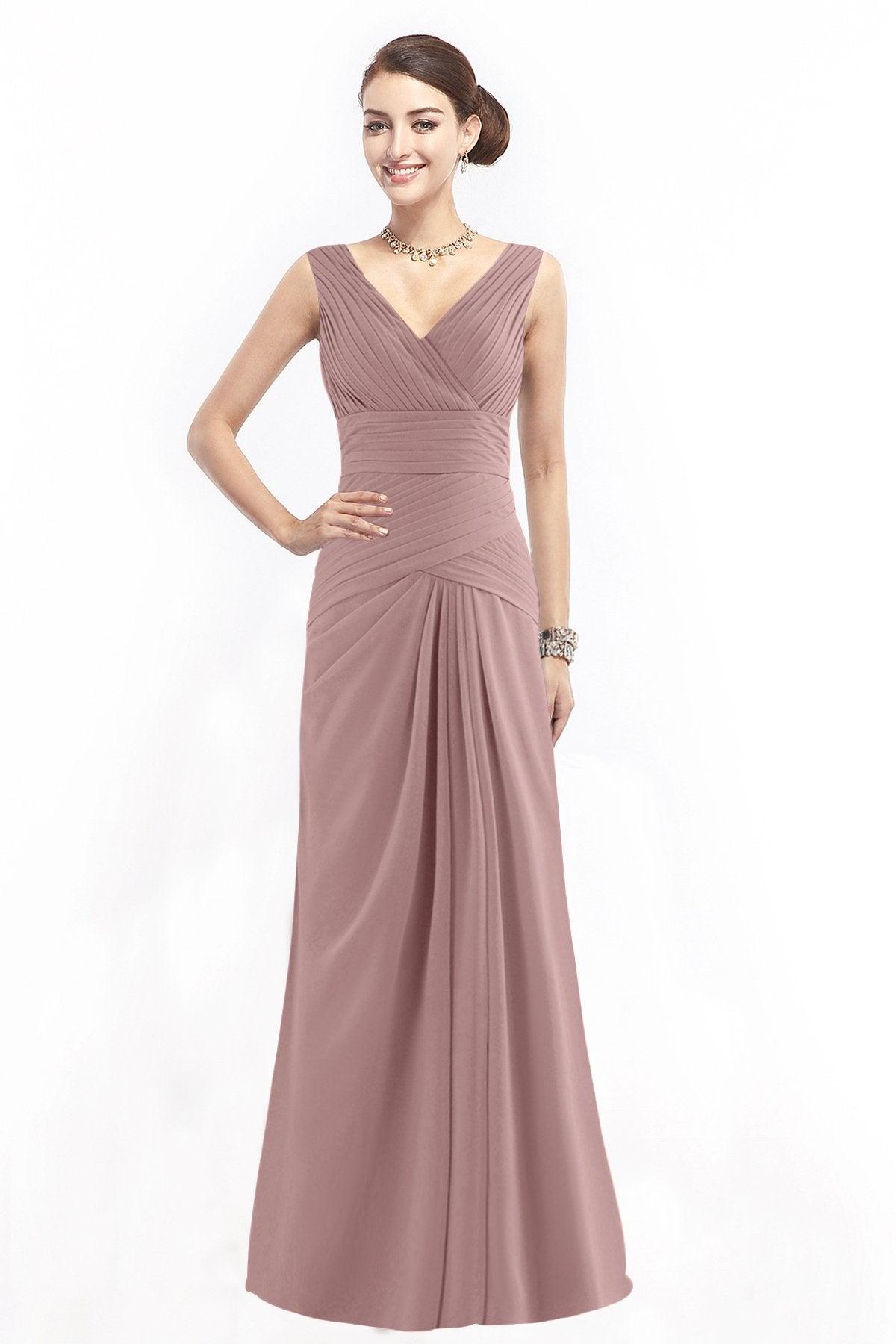 Sheath Floor Length Chiffon Bridesmaid Dress COZF1401E - COCOMELODY