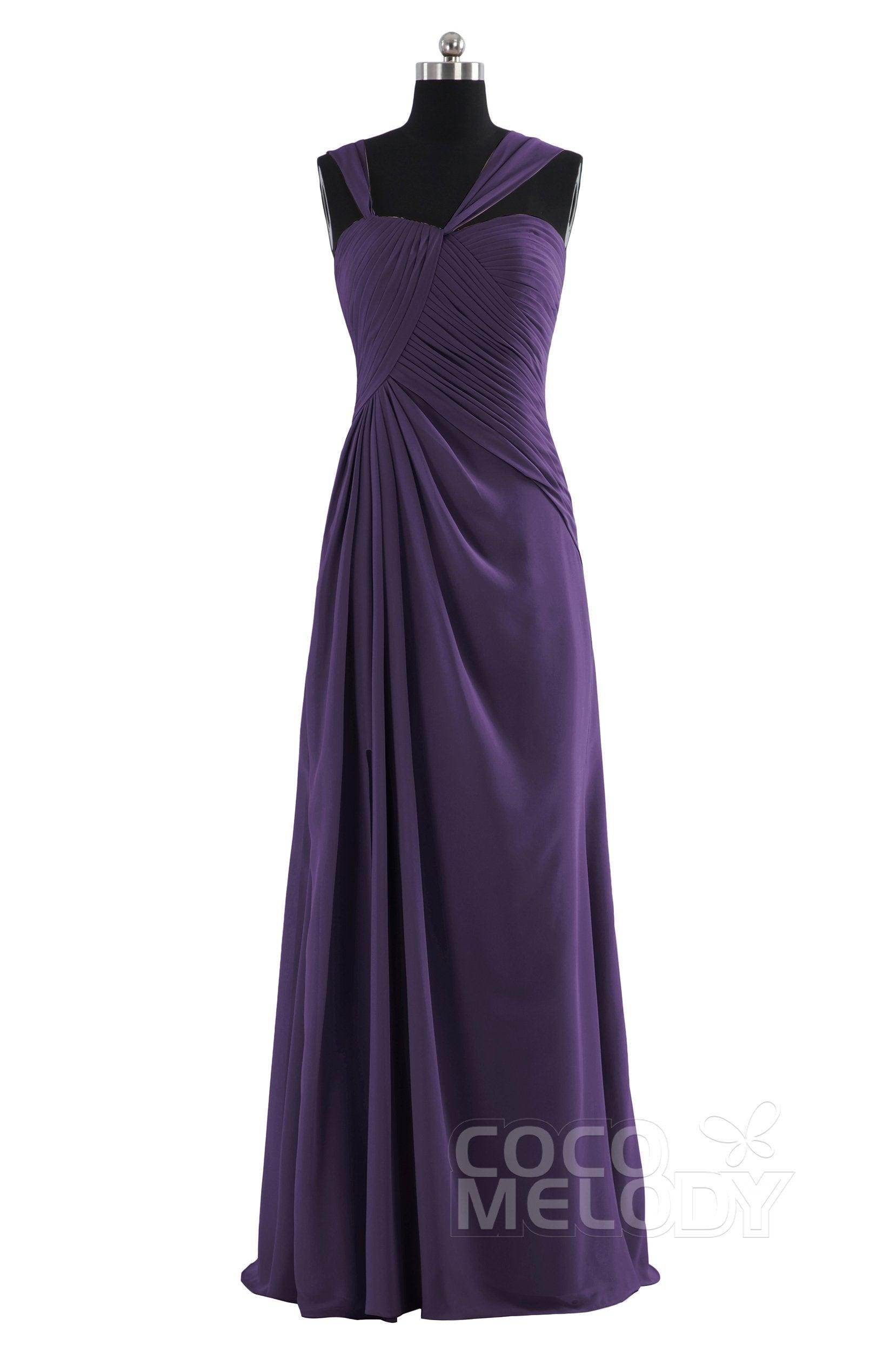 Sheath Floor Length Chiffon Bridesmaid Dress COZF1401F - COCOMELODY