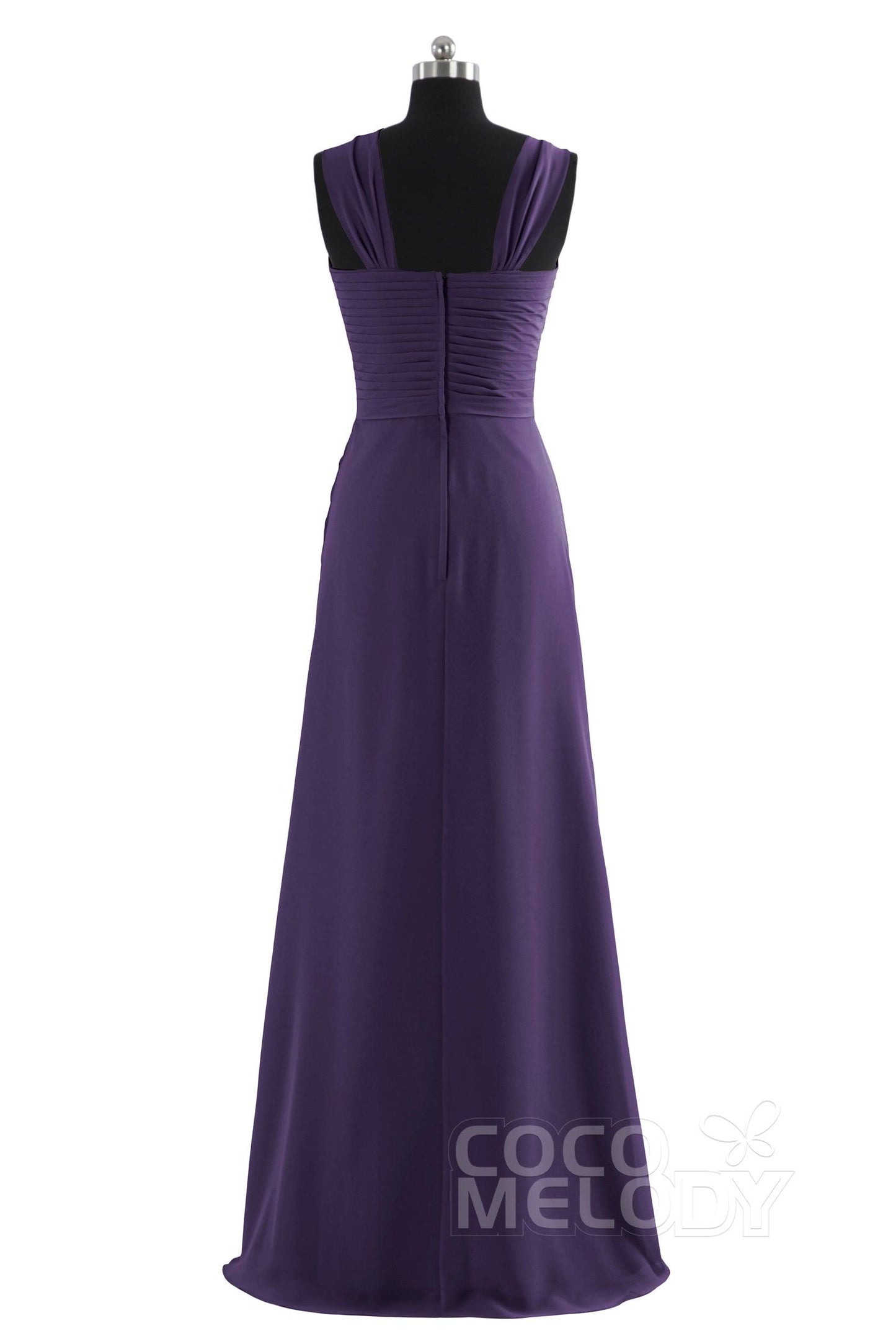 Sheath Floor Length Chiffon Bridesmaid Dress COZF1401F - COCOMELODY