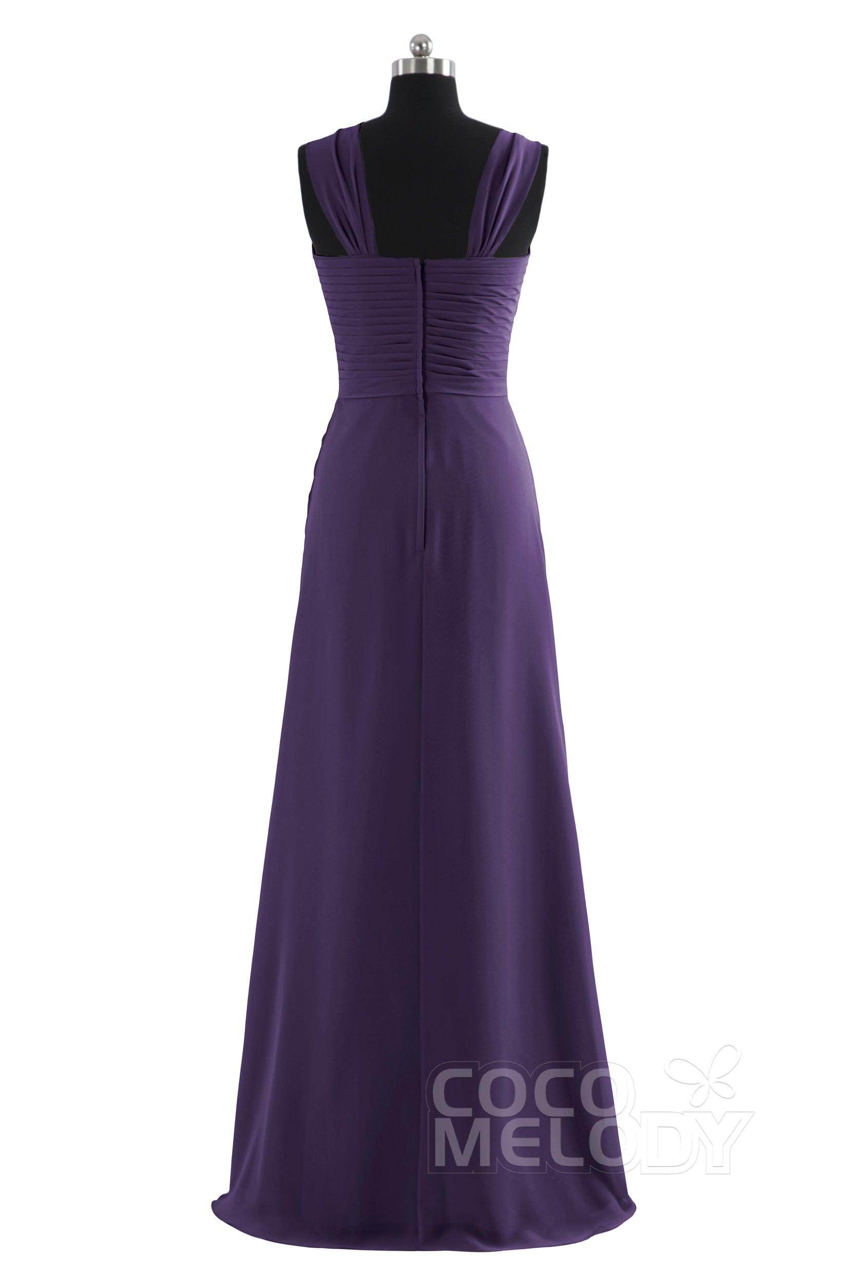 Sheath Floor Length Chiffon Bridesmaid Dress COZF1401F - COCOMELODY