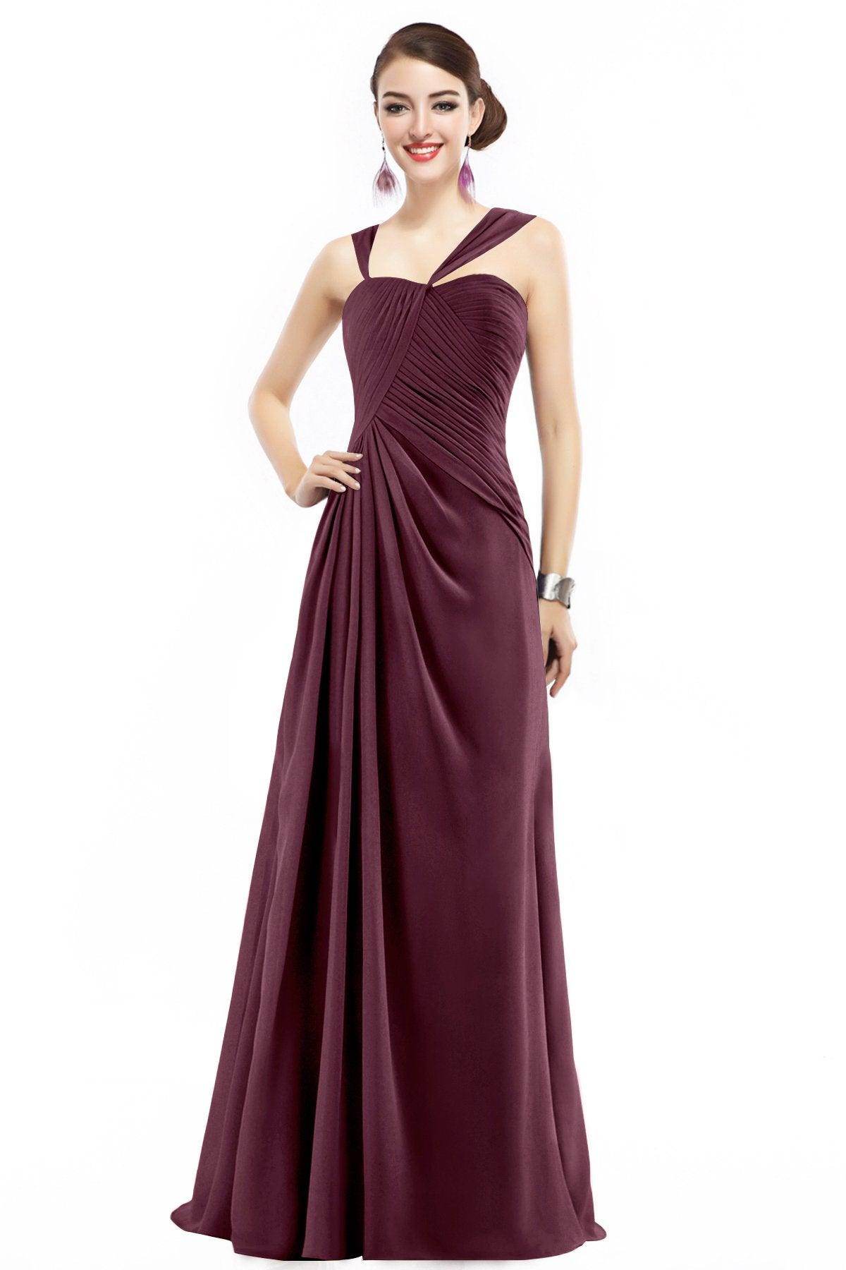 Sheath Floor Length Chiffon Bridesmaid Dress COZF1401F - COCOMELODY