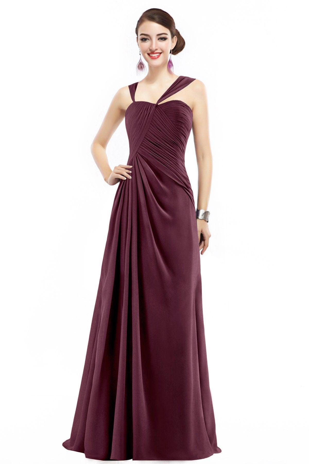 Sheath Floor Length Chiffon Bridesmaid Dress COZF1401F - COCOMELODY