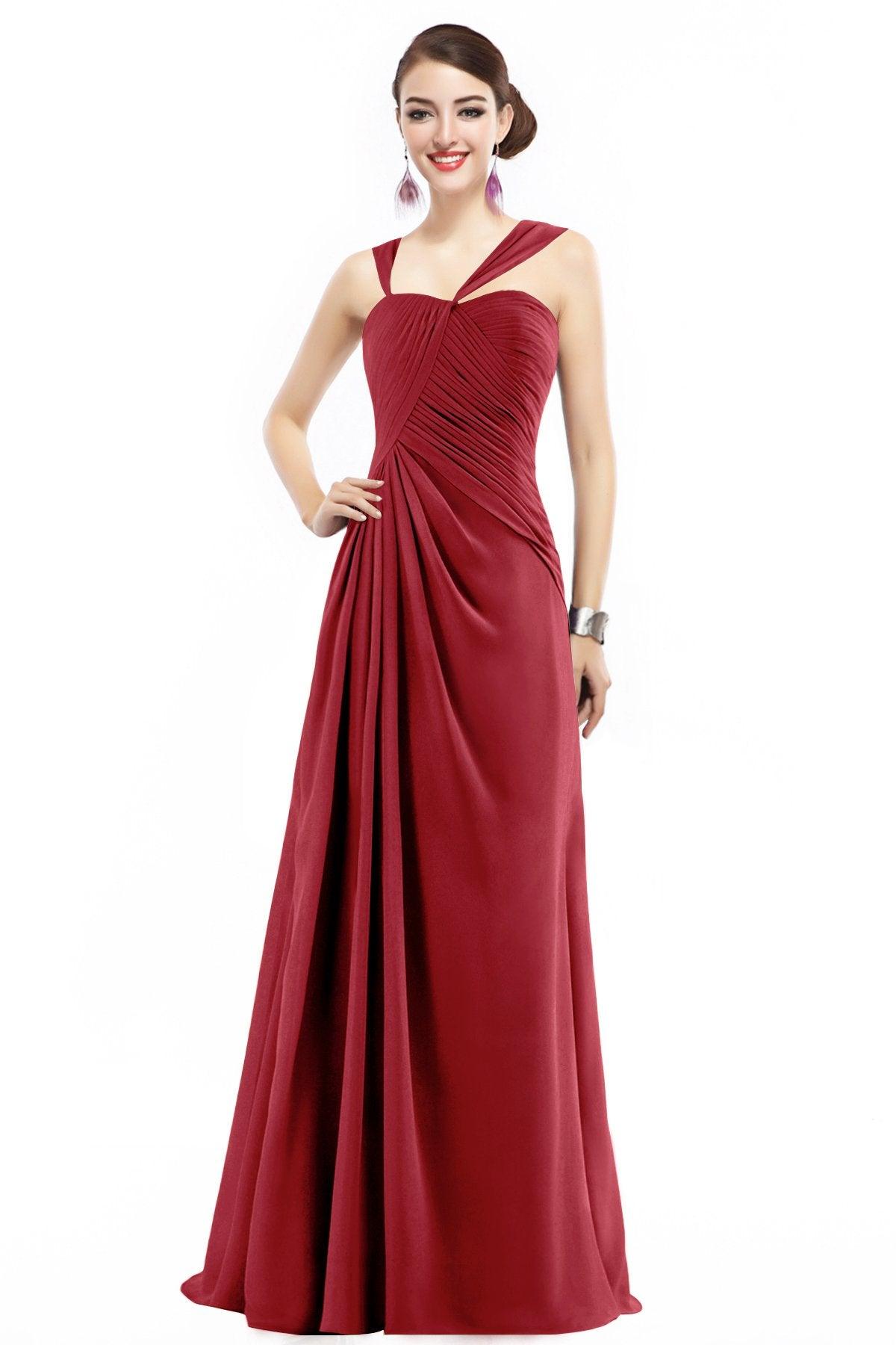 Sheath Floor Length Chiffon Bridesmaid Dress COZF1401F - COCOMELODY