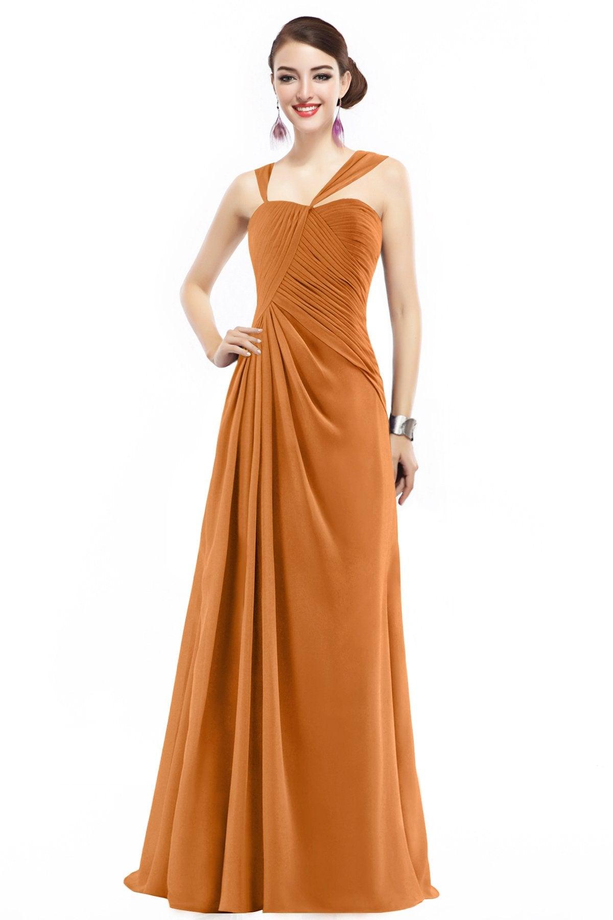 Sheath Floor Length Chiffon Bridesmaid Dress COZF1401F - COCOMELODY