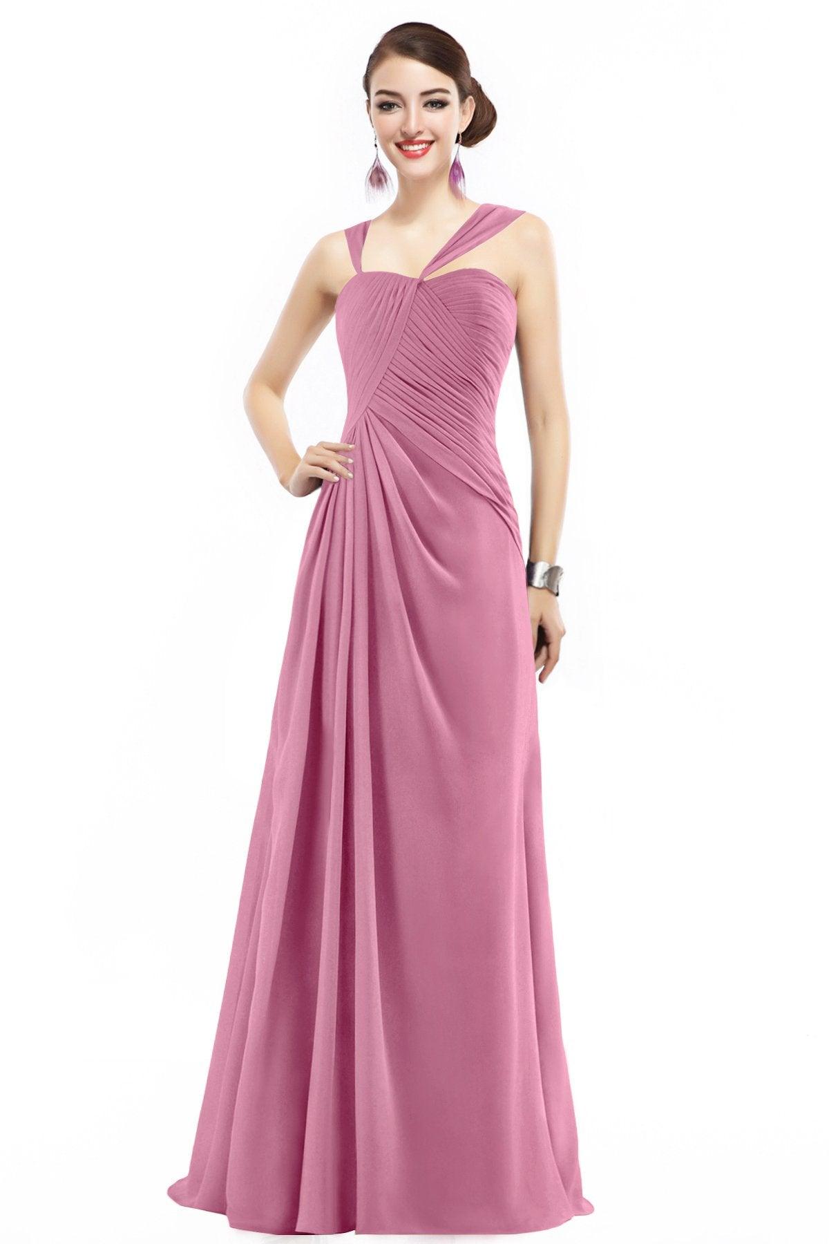 Sheath Floor Length Chiffon Bridesmaid Dress COZF1401F - COCOMELODY