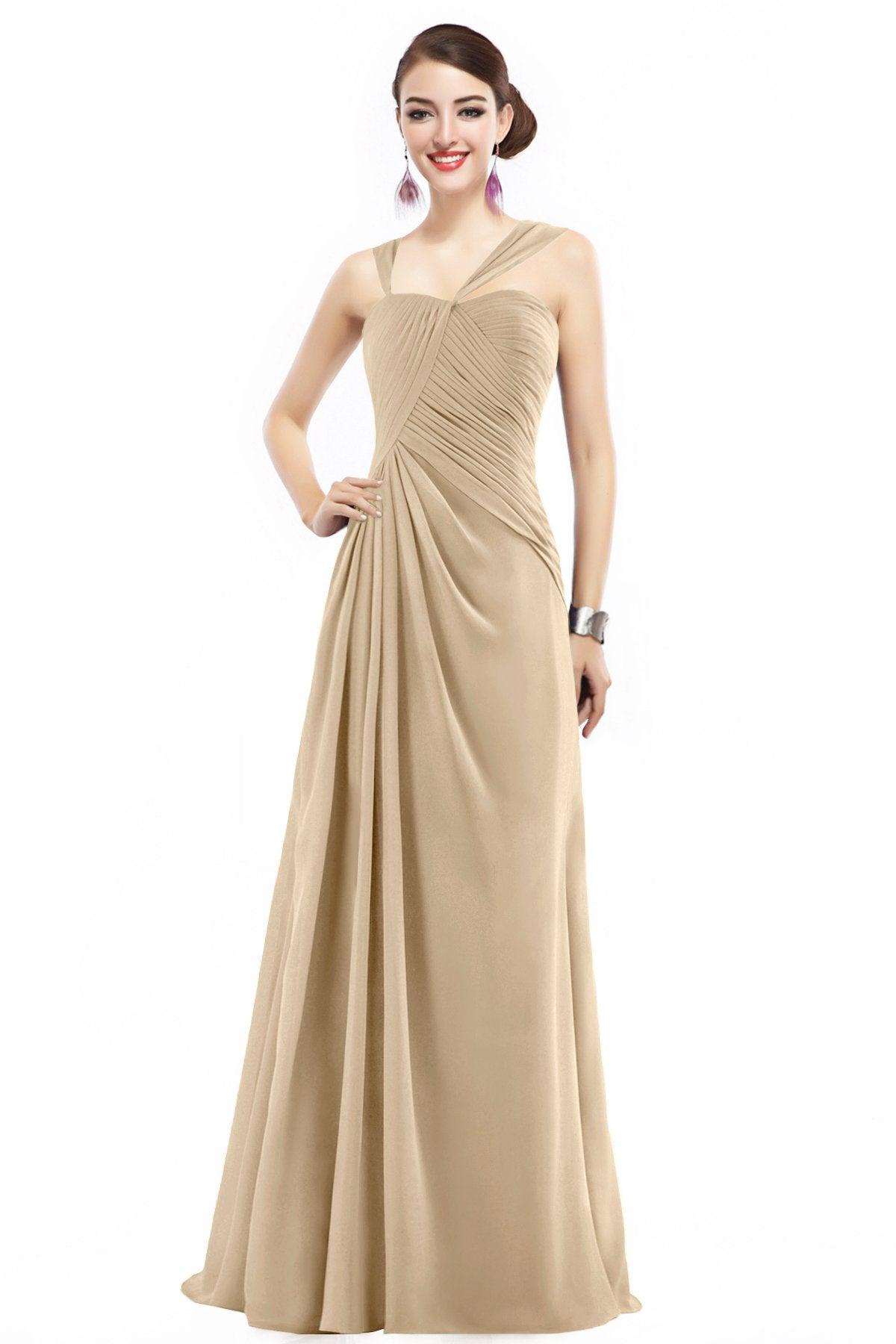 Sheath Floor Length Chiffon Bridesmaid Dress COZF1401F - COCOMELODY