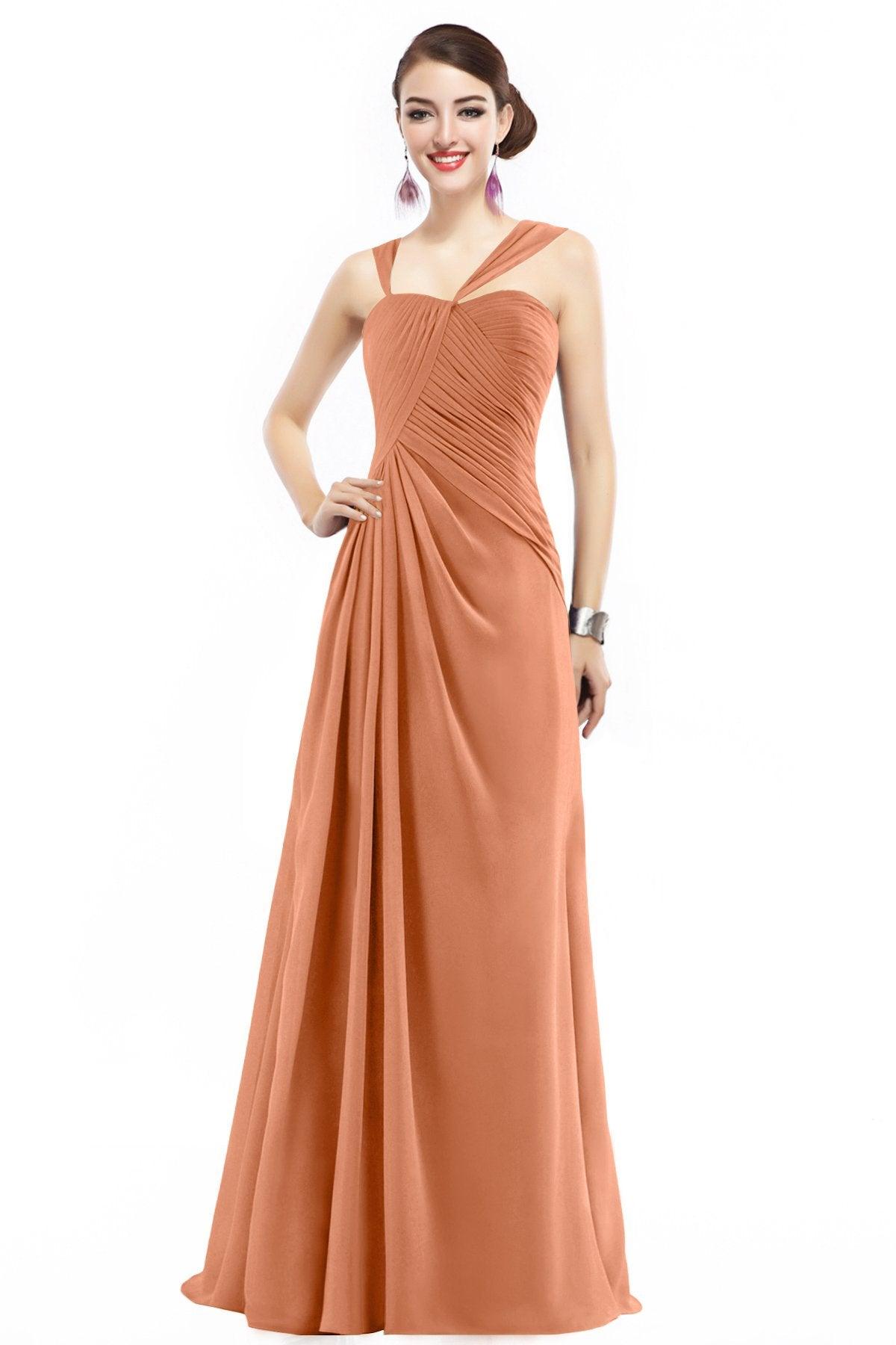 Sheath Floor Length Chiffon Bridesmaid Dress COZF1401F - COCOMELODY