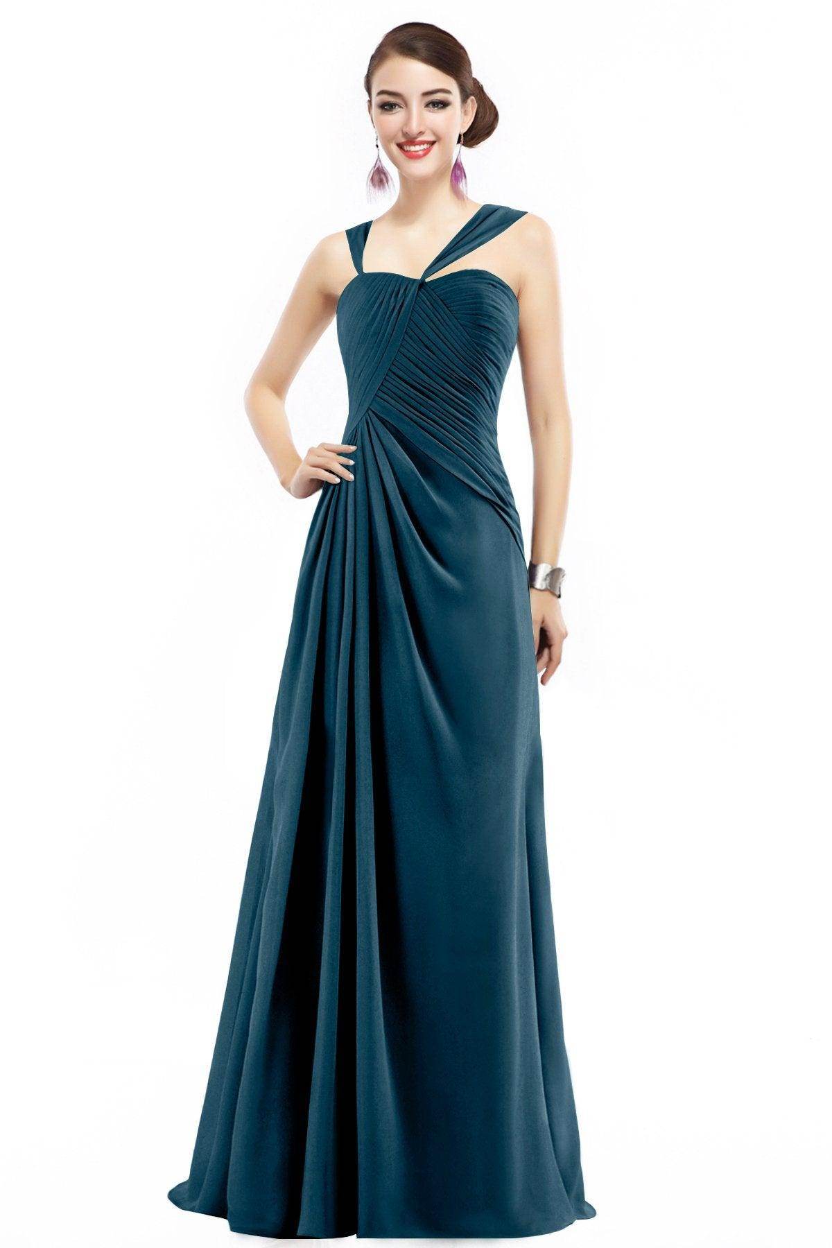 Sheath Floor Length Chiffon Bridesmaid Dress COZF1401F - COCOMELODY