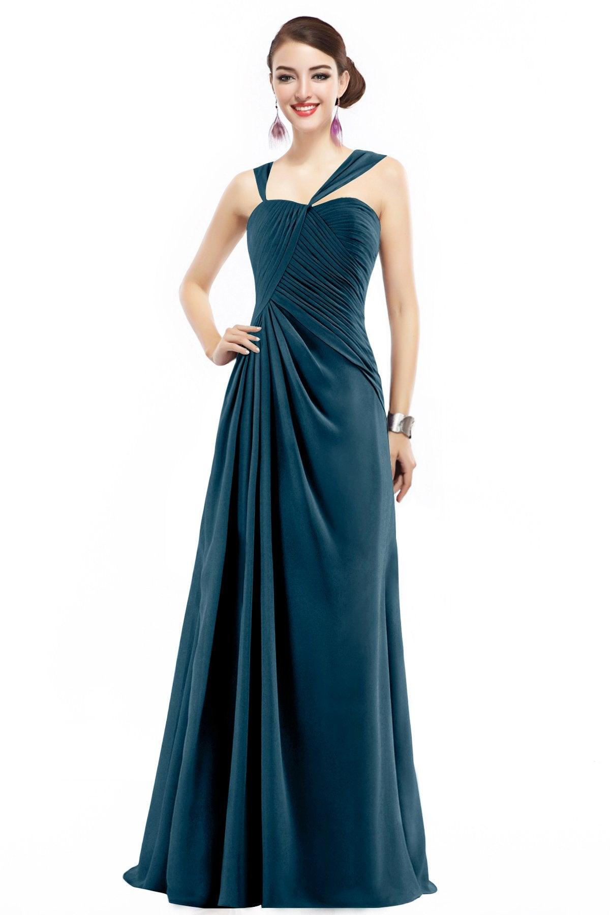 Sheath Floor Length Chiffon Bridesmaid Dress COZF1401F - COCOMELODY