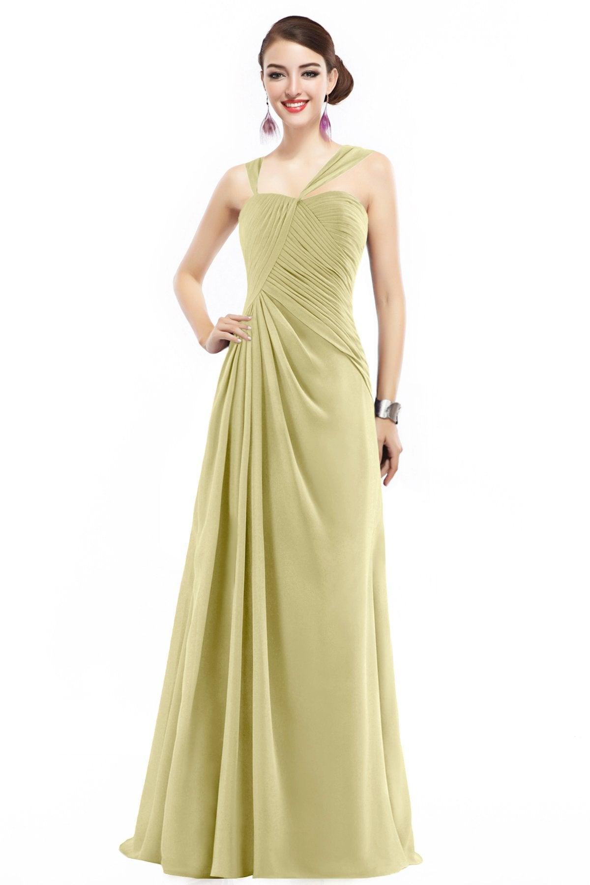 Sheath Floor Length Chiffon Bridesmaid Dress COZF1401F - COCOMELODY