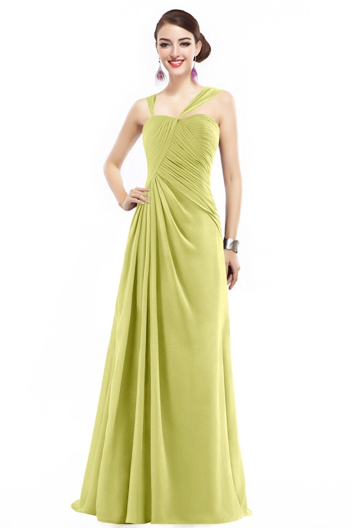 Sheath Floor Length Chiffon Bridesmaid Dress COZF1401F - COCOMELODY