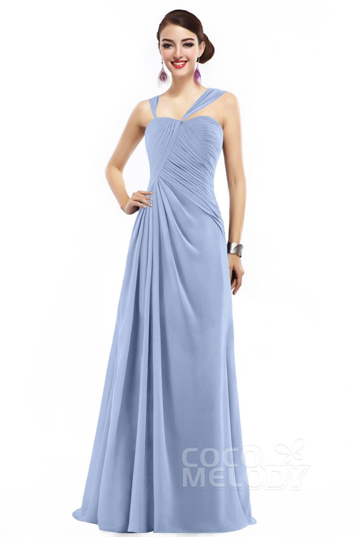 Sheath Floor Length Chiffon Bridesmaid Dress COZF1401F - COCOMELODY