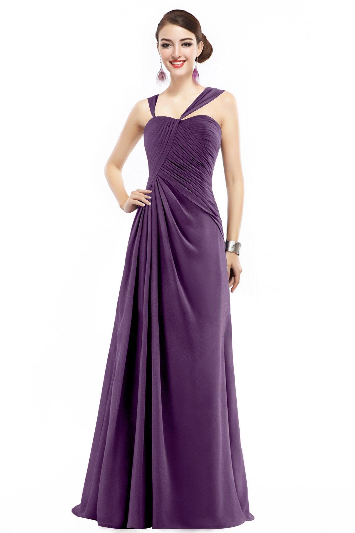 Sheath Floor Length Chiffon Bridesmaid Dress COZF1401F - COCOMELODY