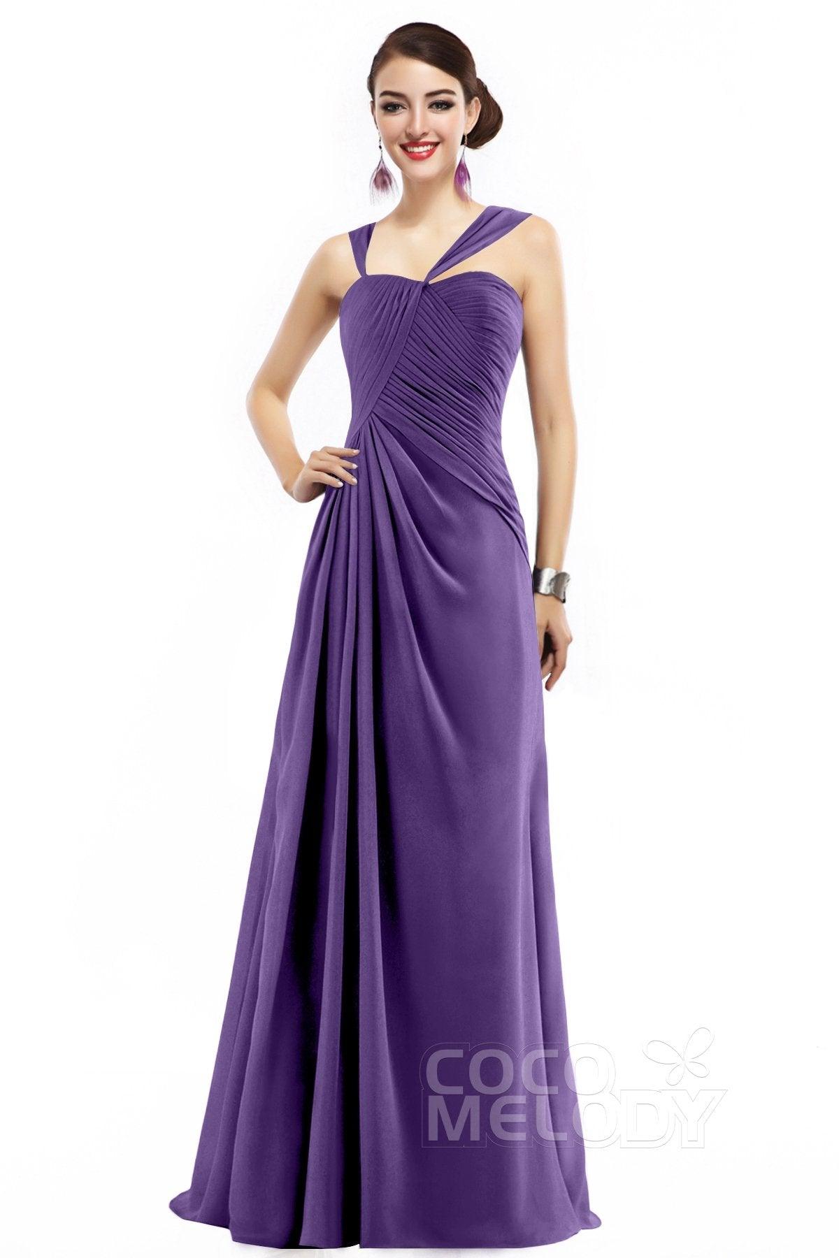 Sheath Floor Length Chiffon Bridesmaid Dress COZF1401F - COCOMELODY