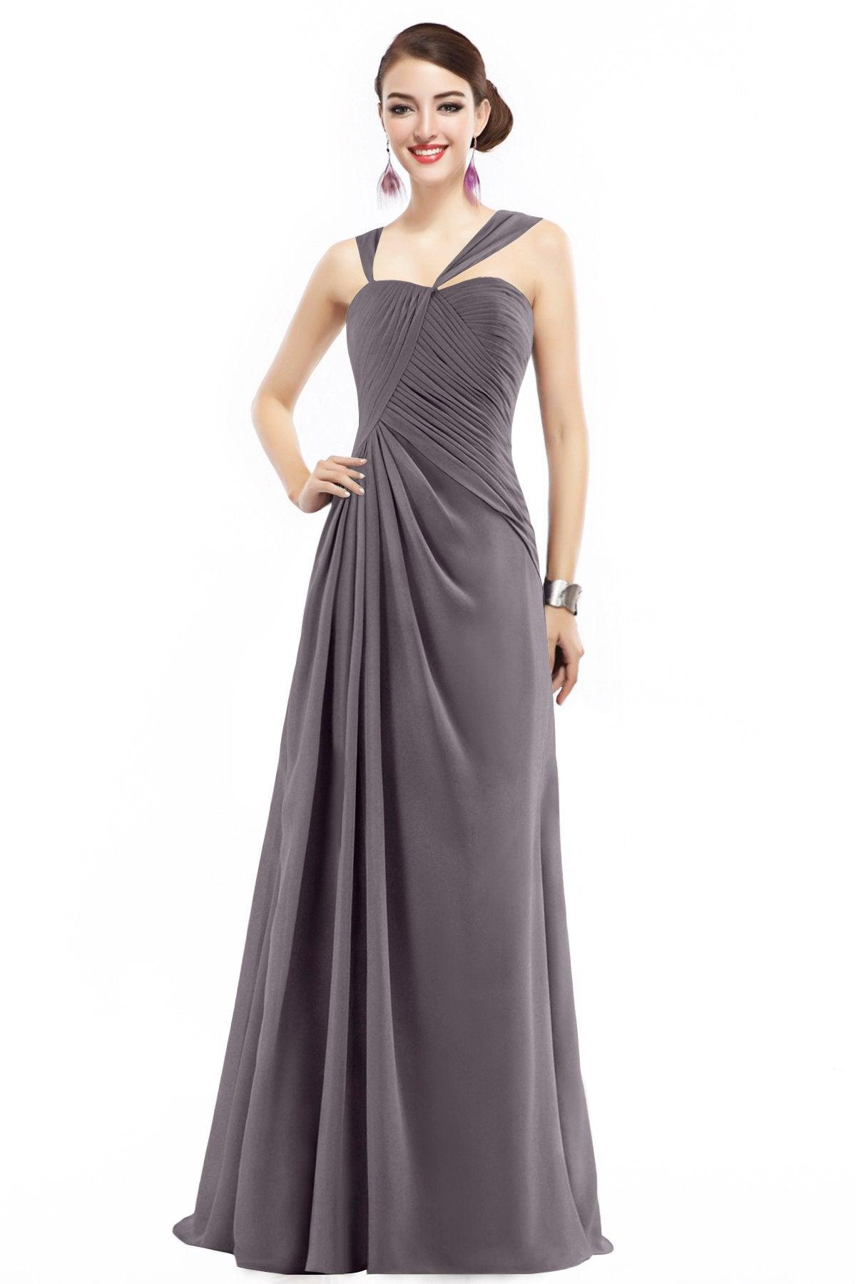 Sheath Floor Length Chiffon Bridesmaid Dress COZF1401F - COCOMELODY