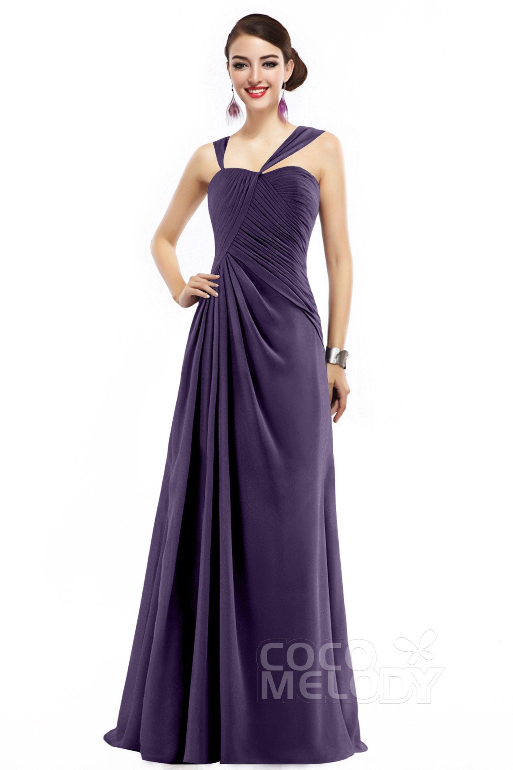 Sheath Floor Length Chiffon Bridesmaid Dress COZF1401F - COCOMELODY