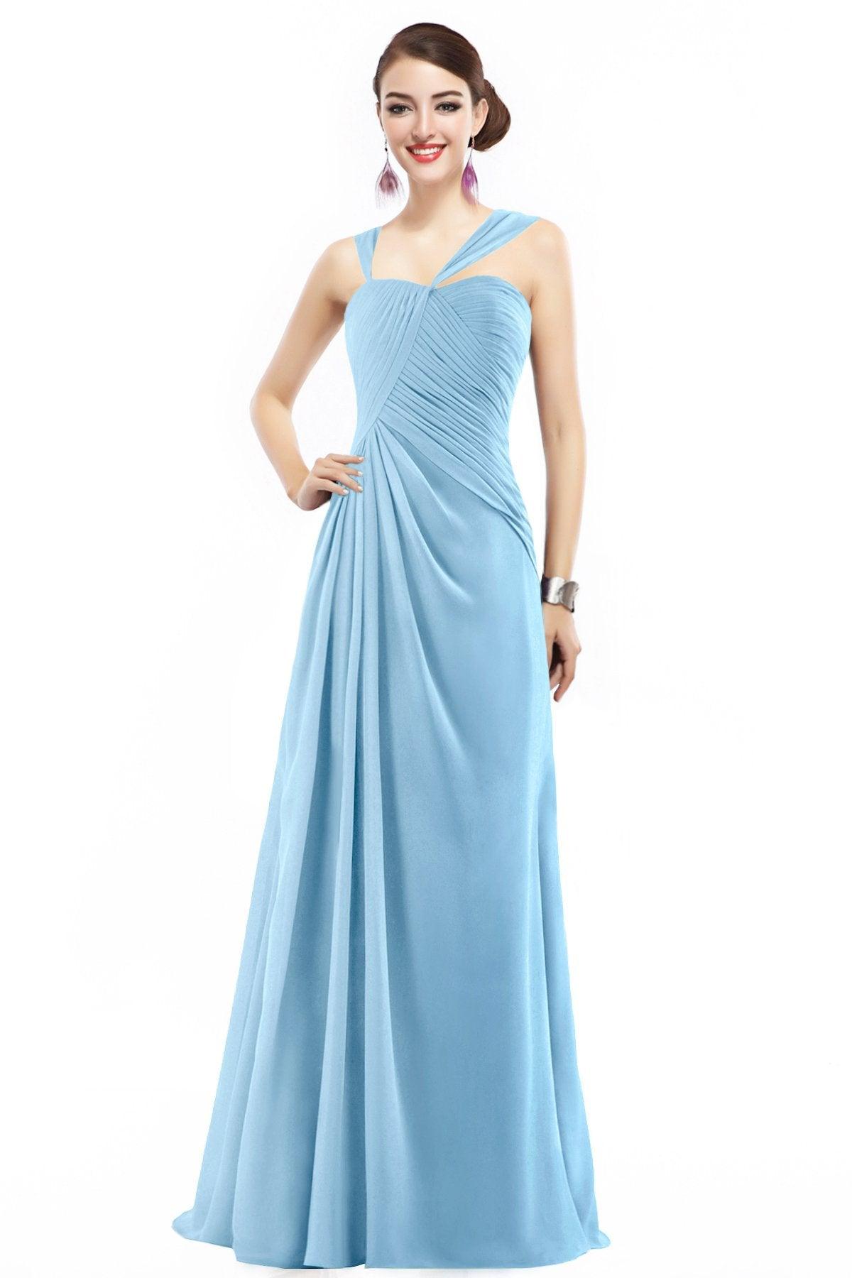 Sheath Floor Length Chiffon Bridesmaid Dress COZF1401F - COCOMELODY
