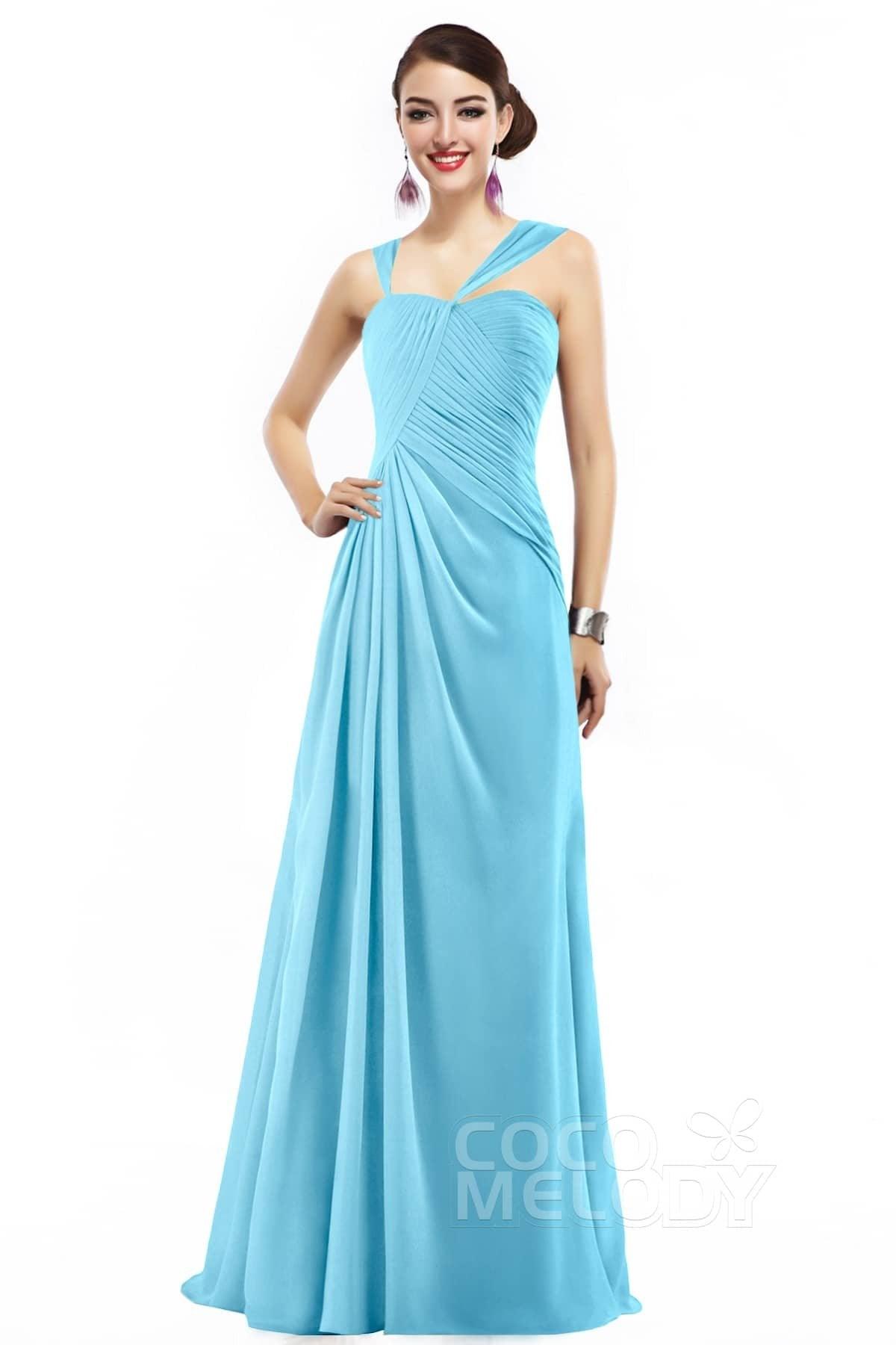 Sheath Floor Length Chiffon Bridesmaid Dress COZF1401F - COCOMELODY
