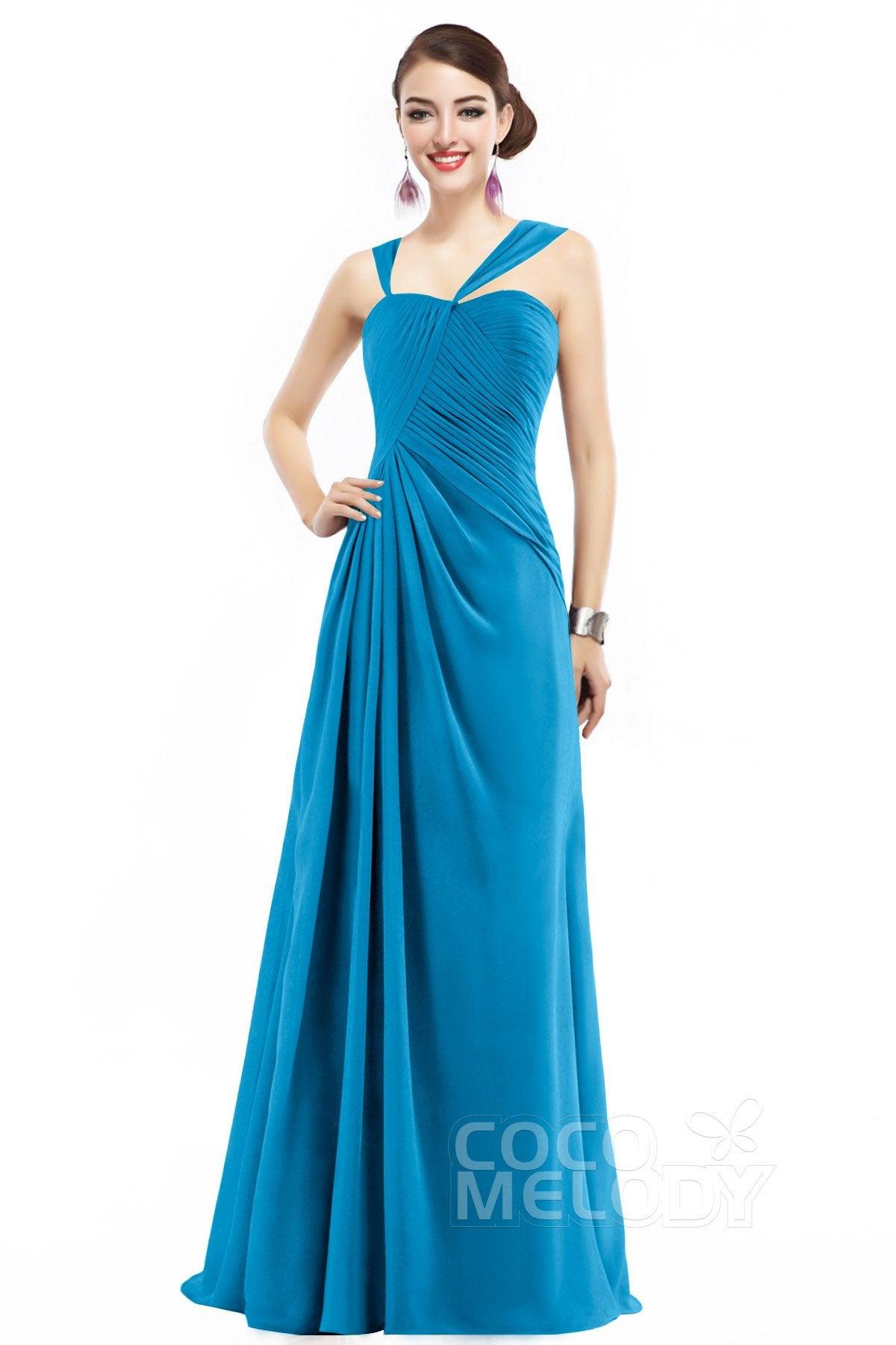 Sheath Floor Length Chiffon Bridesmaid Dress COZF1401F - COCOMELODY