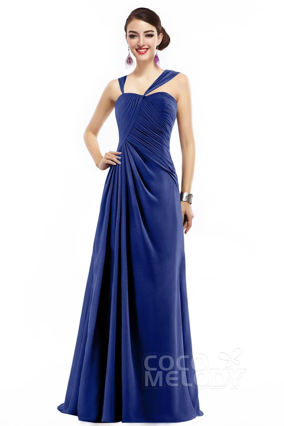 Sheath Floor Length Chiffon Bridesmaid Dress COZF1401F - COCOMELODY