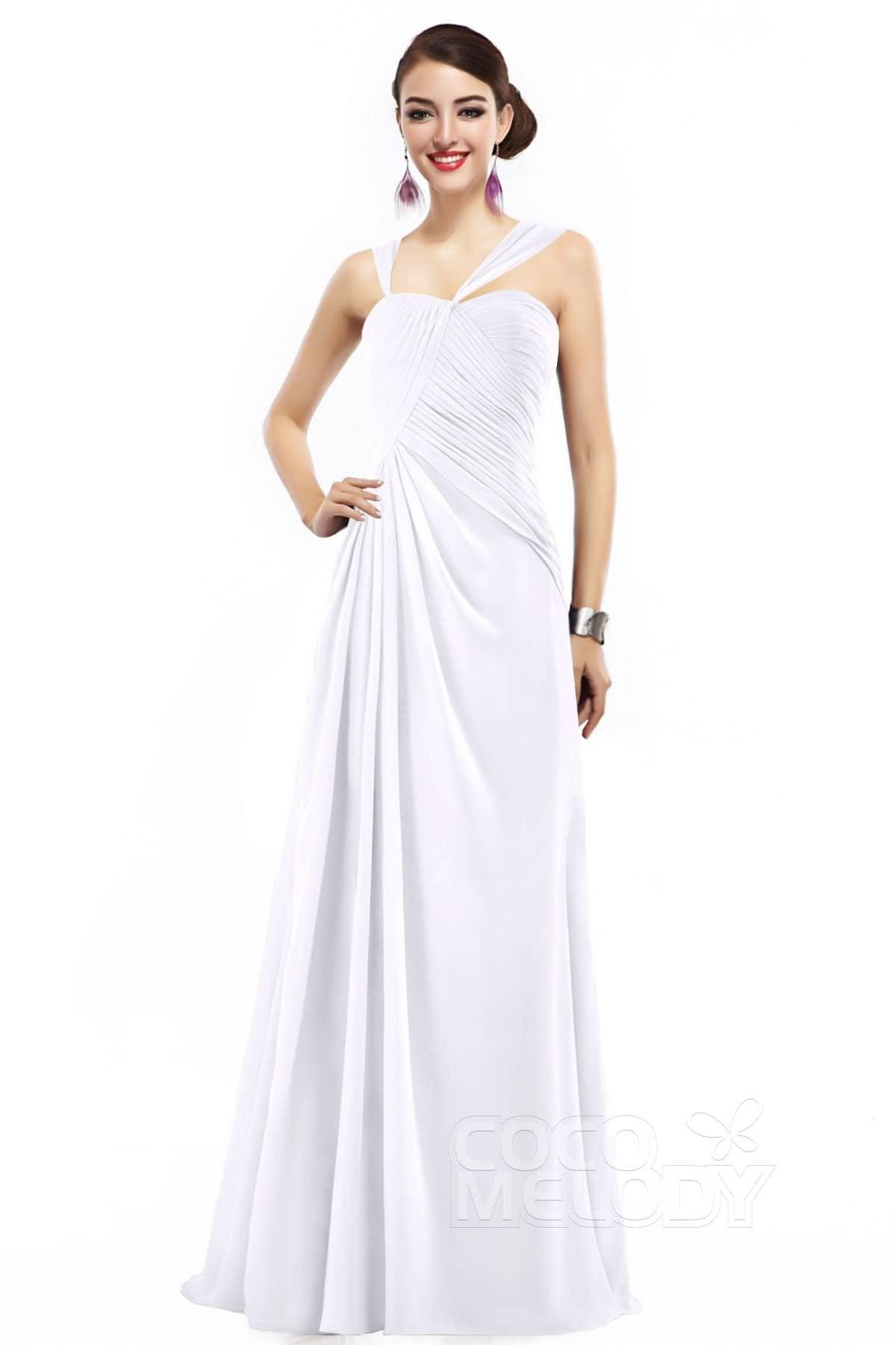 Sheath Floor Length Chiffon Bridesmaid Dress COZF1401F - COCOMELODY
